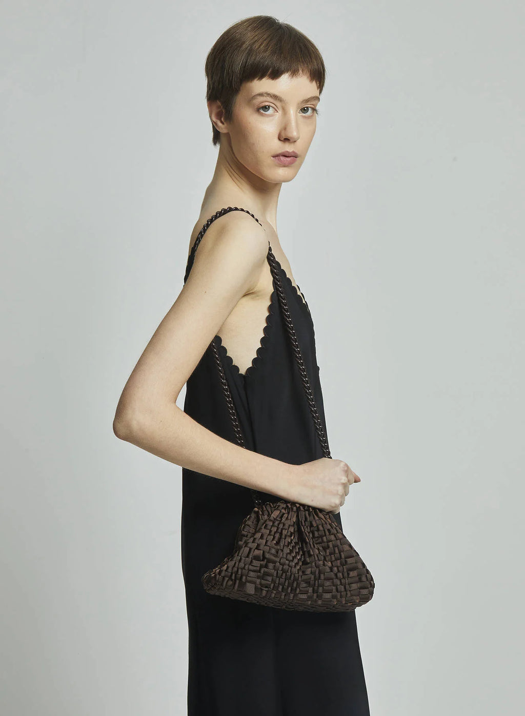 Maria La Rosa Mini Game Bag in Dark Brown