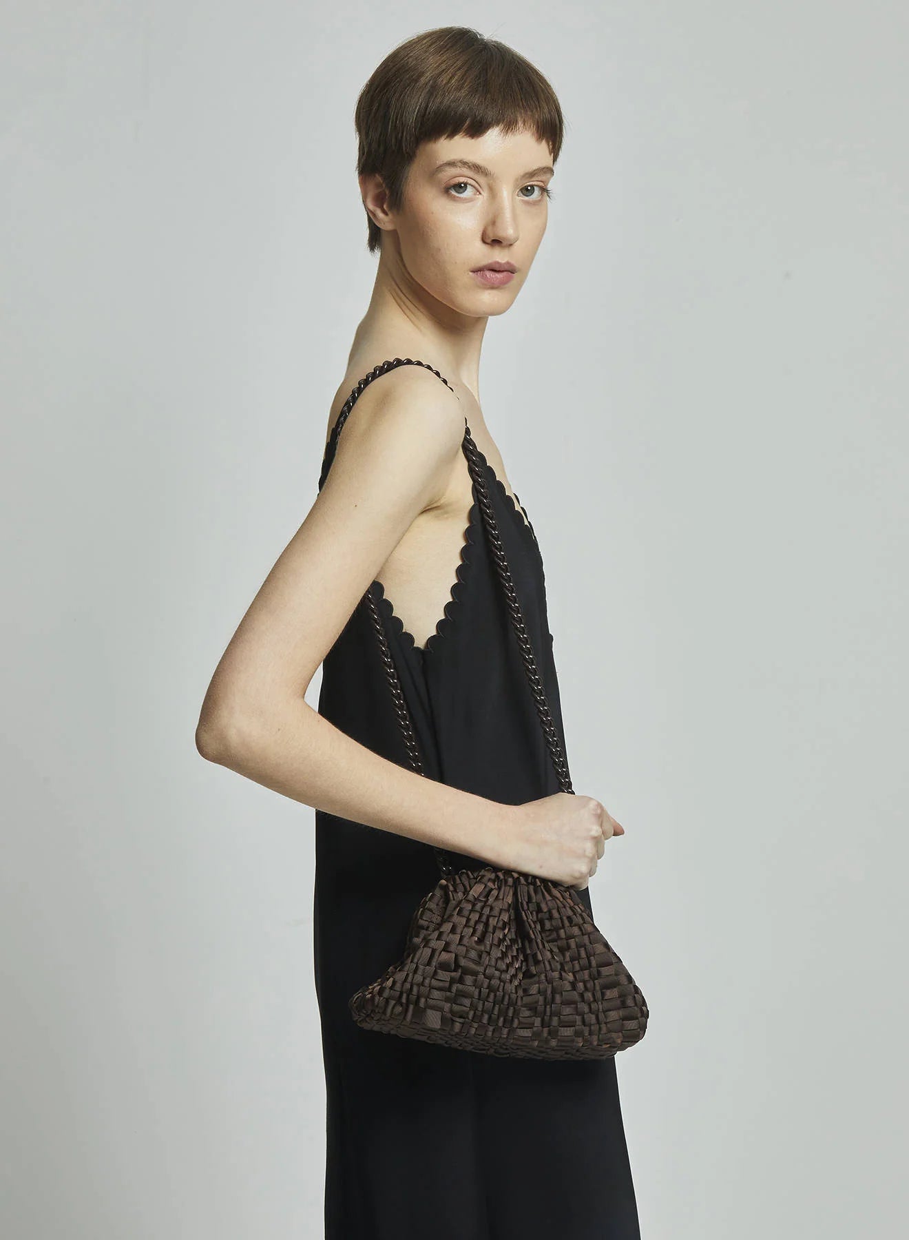 Maria La Rosa Mini Game Bag in Dark Brown