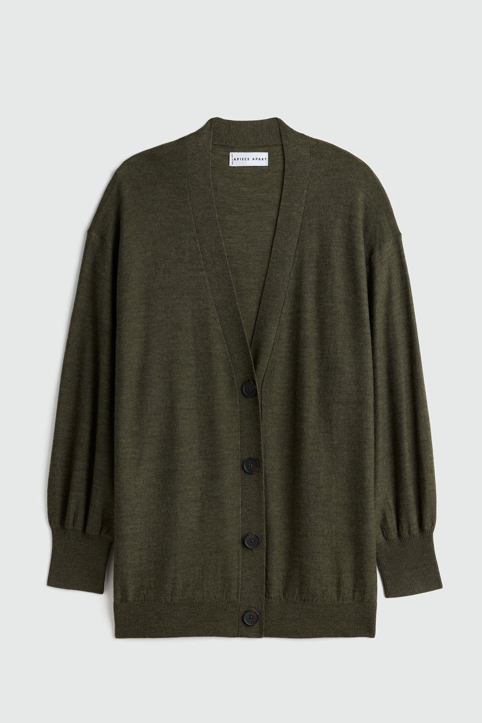 Apiece Apart Drippy Tissue Cardigan in Olive