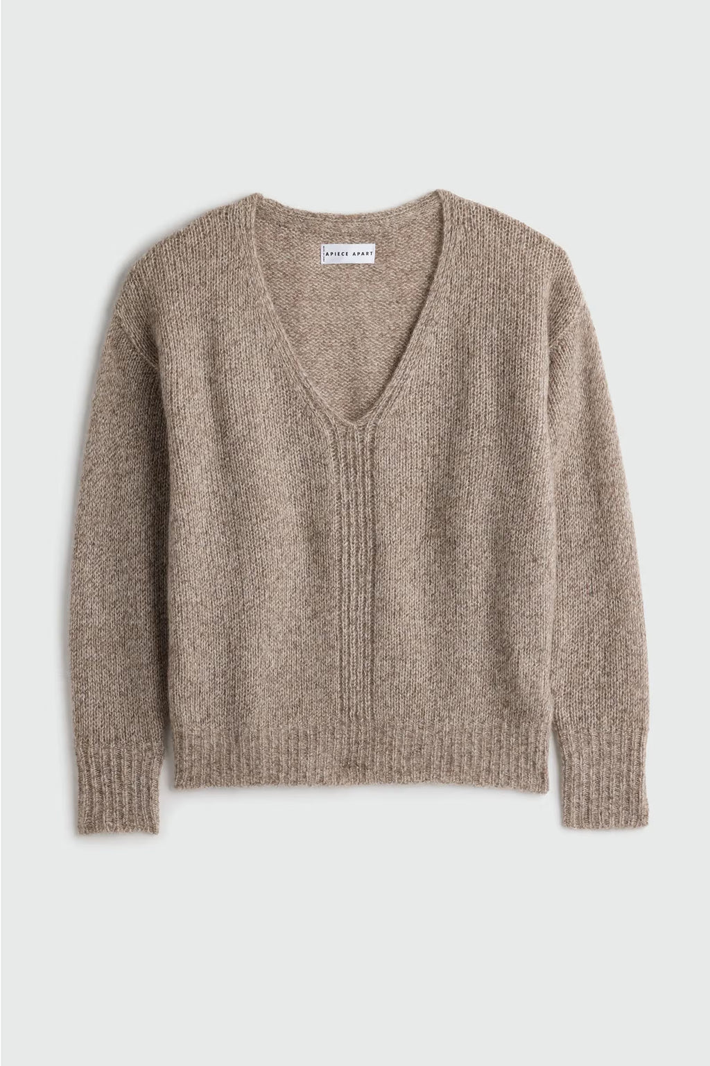 Apiece Apart Softest Silk Cashmere V-Neck Marl in Jute Marl