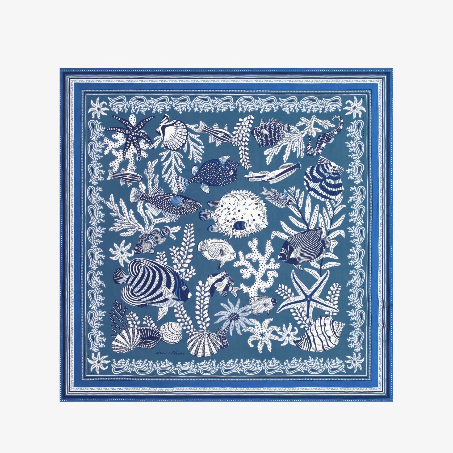 Inoui Editions Square Scarf Neptune in Blue