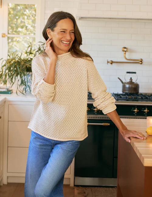Frank & Eileen Monterey Pointelle Sweater in Sand