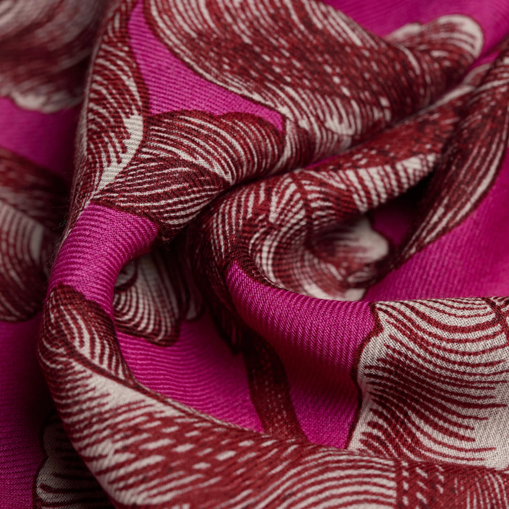 Inoui Editions Square Scarf Arboris in Fuchsia