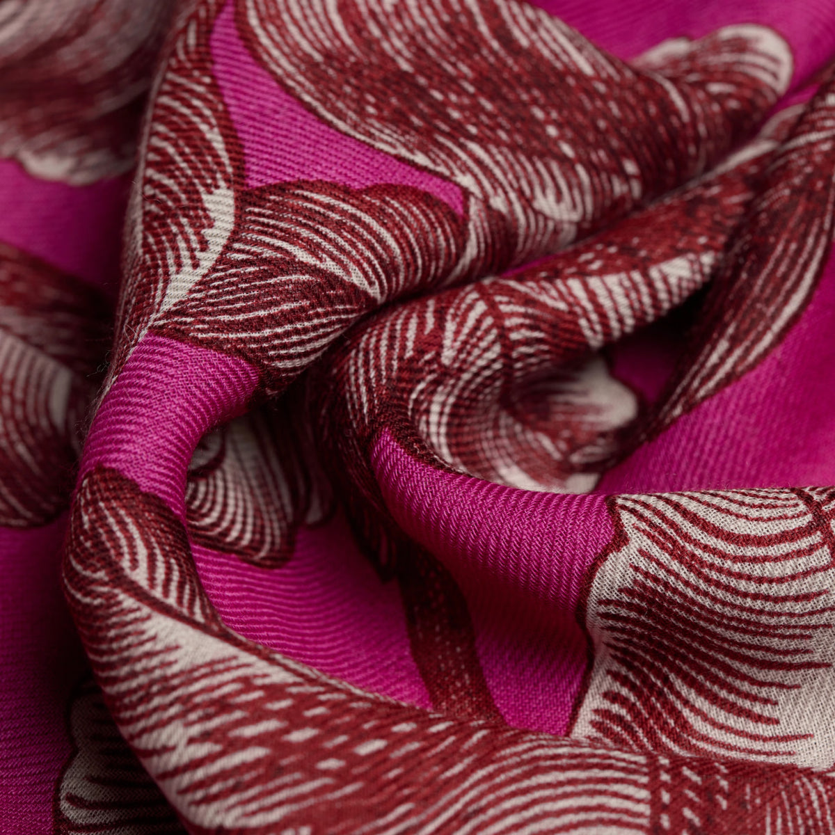 Inoui Editions Square Scarf Arboris in Fuchsia