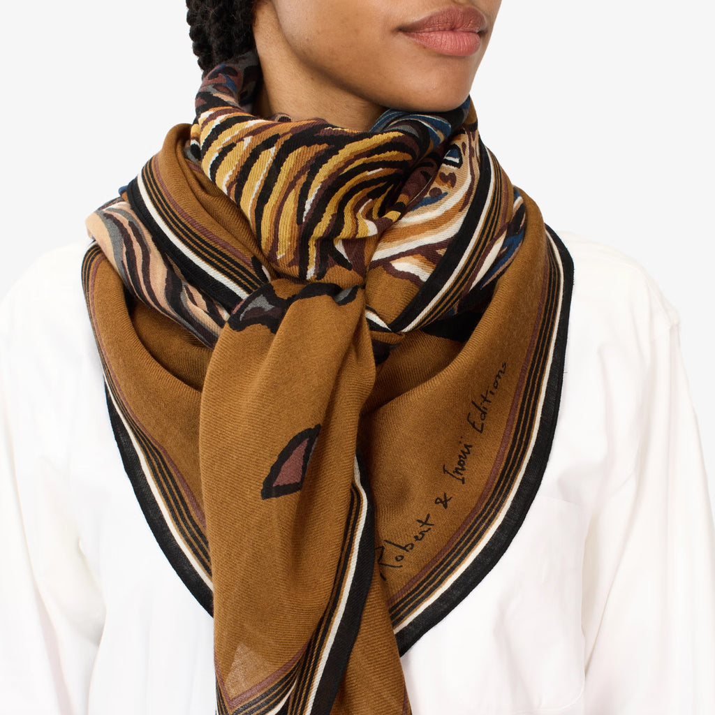 Inoui Editions Square Scarf Western in Brown