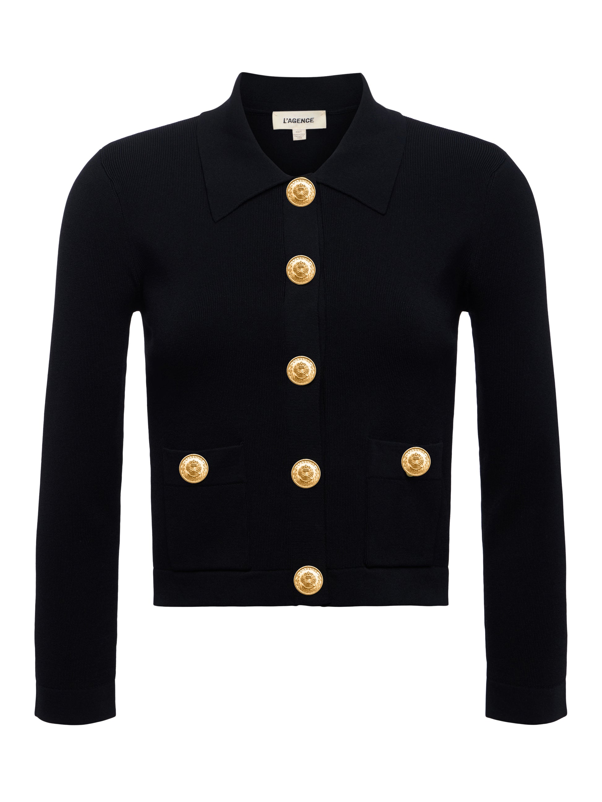 L'AGENCE Osiris Collared Cardigan in Black