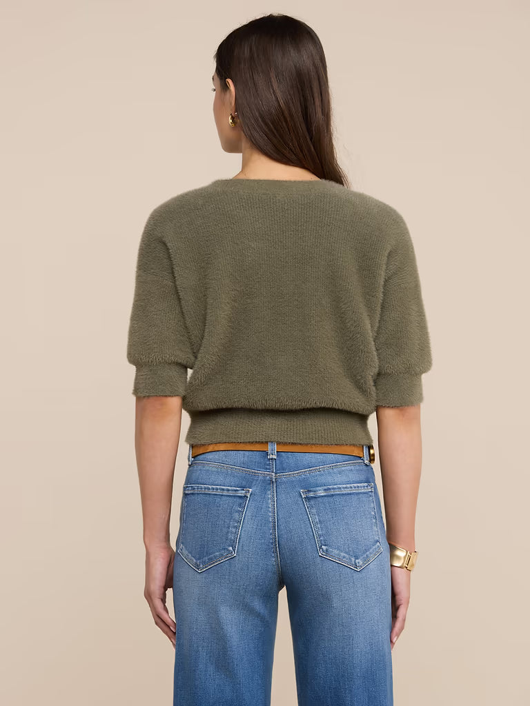 L'AGENCE Guinevere Cropped Pullover in Smokey Olive