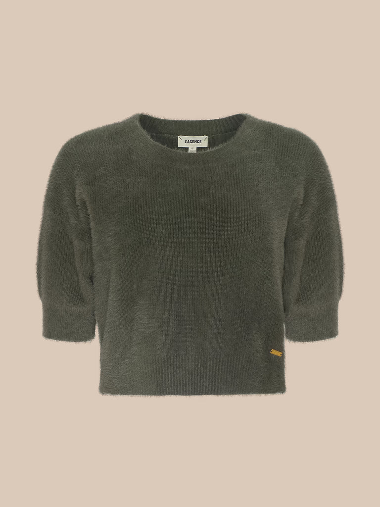 L'AGENCE Guinevere Cropped Pullover in Smokey Olive