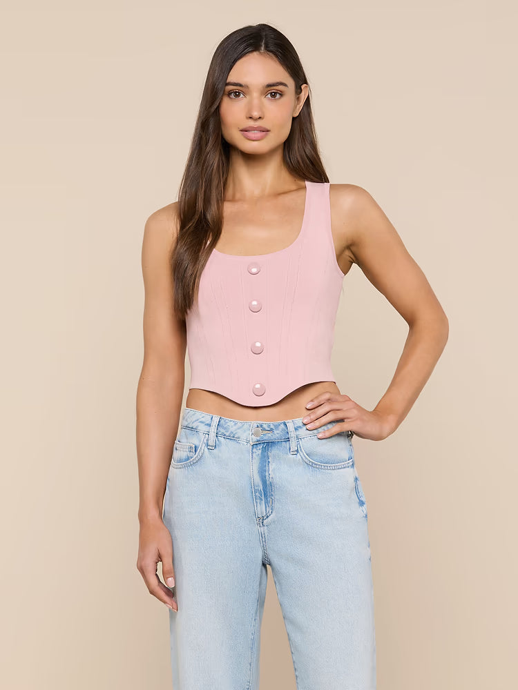L'AGENCE Dove Scoop Neck Knit Corset in Misty Rose