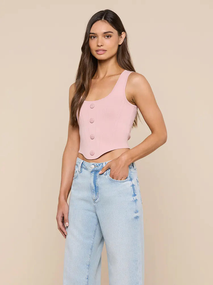 L'AGENCE Dove Scoop Neck Knit Corset in Misty Rose