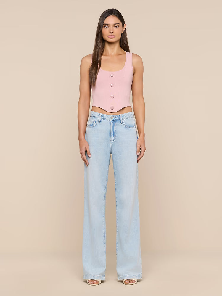 L'AGENCE Dove Scoop Neck Knit Corset in Misty Rose