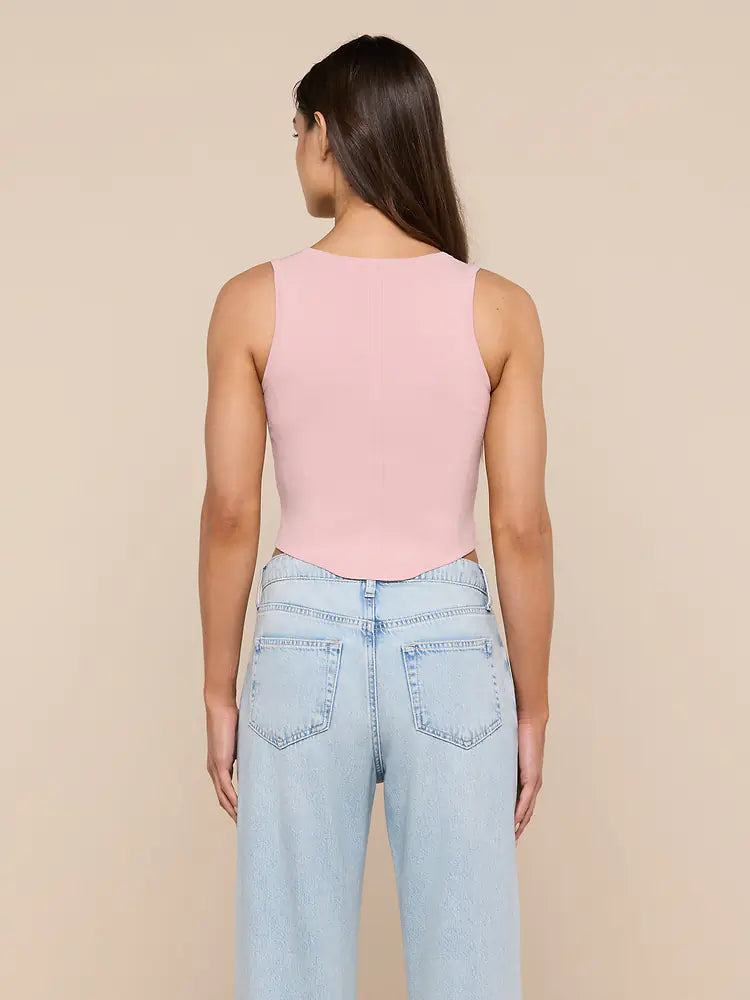 L'AGENCE Dove Scoop Neck Knit Corset in Misty Rose