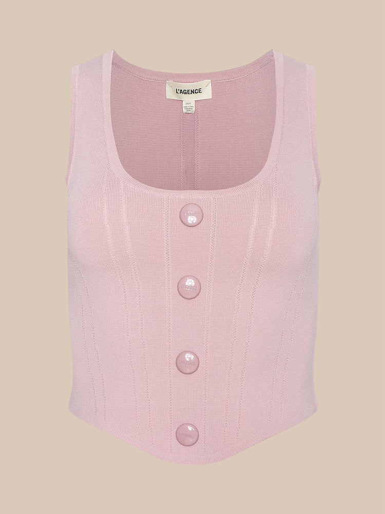 L'AGENCE Dove Scoop Neck Knit Corset in Misty Rose