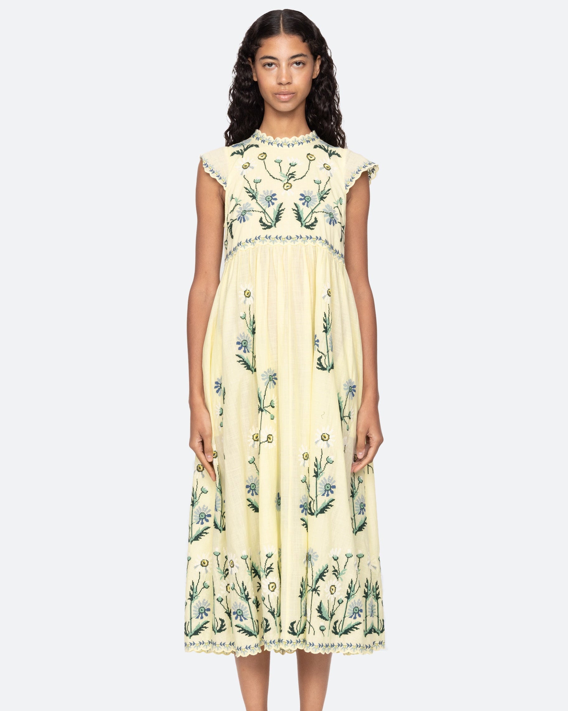 Sea New York Audra Embroidery Midi Dress