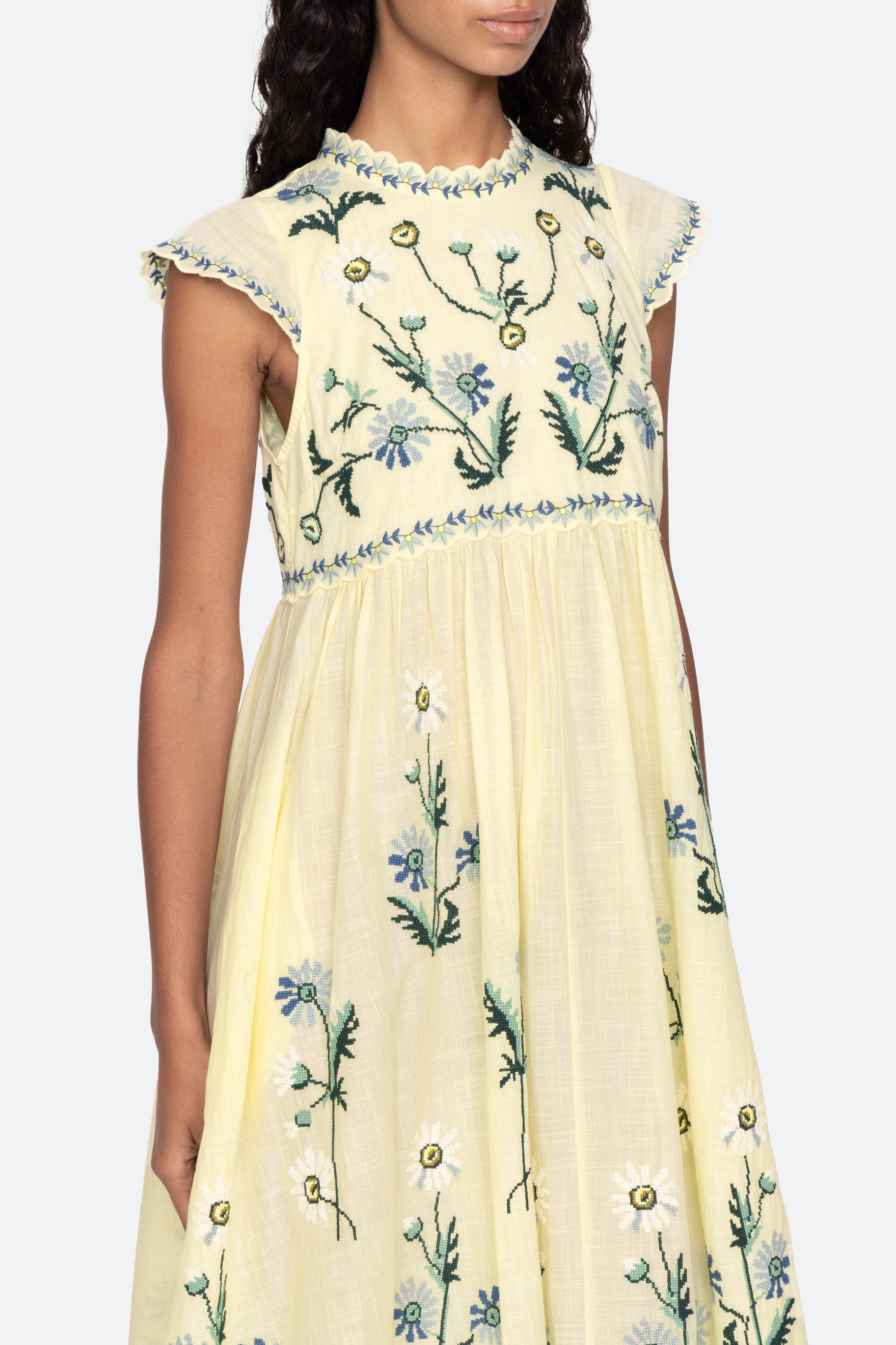 Sea New York Audra Embroidery Midi Dress