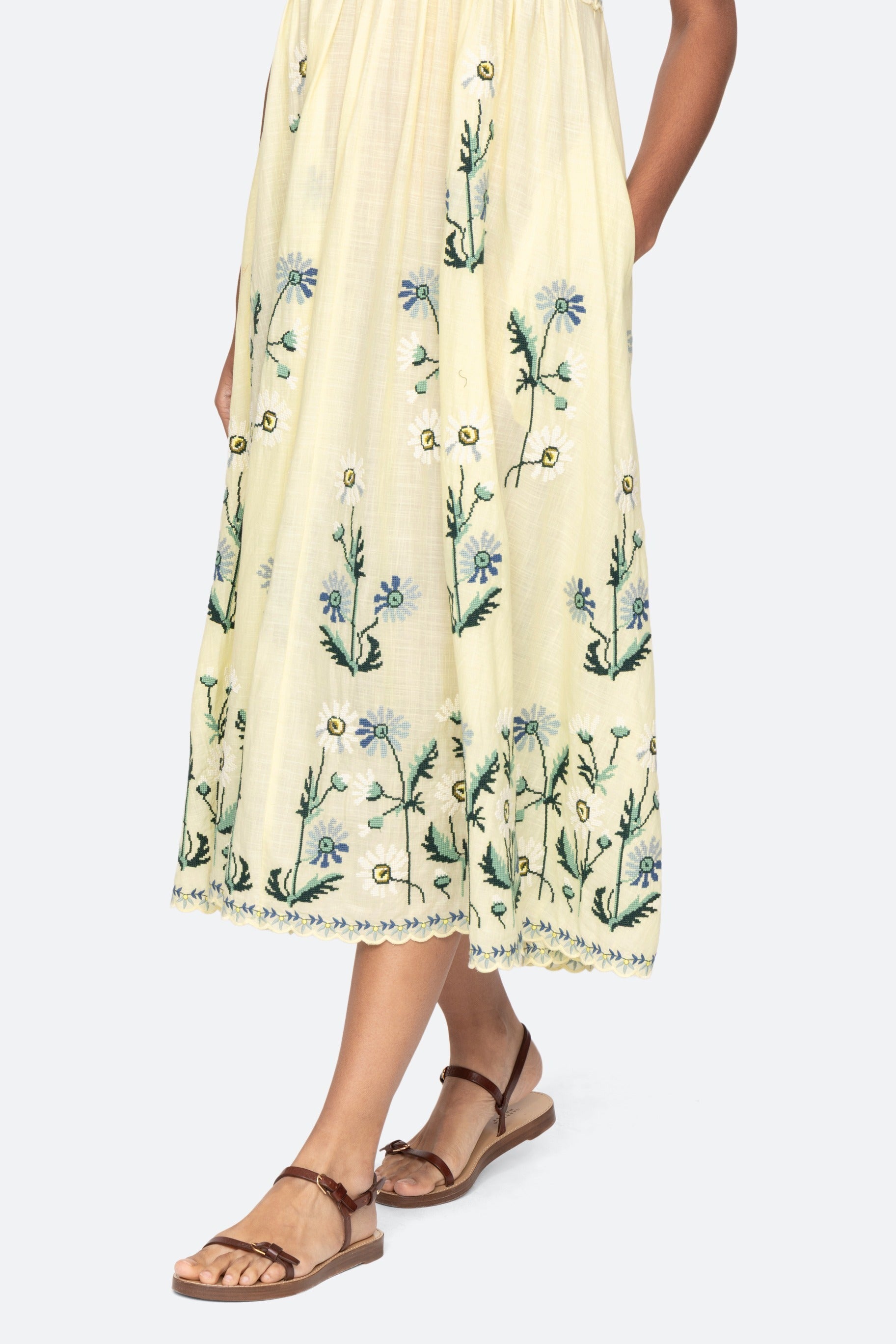 Sea New York Audra Embroidery Midi Dress