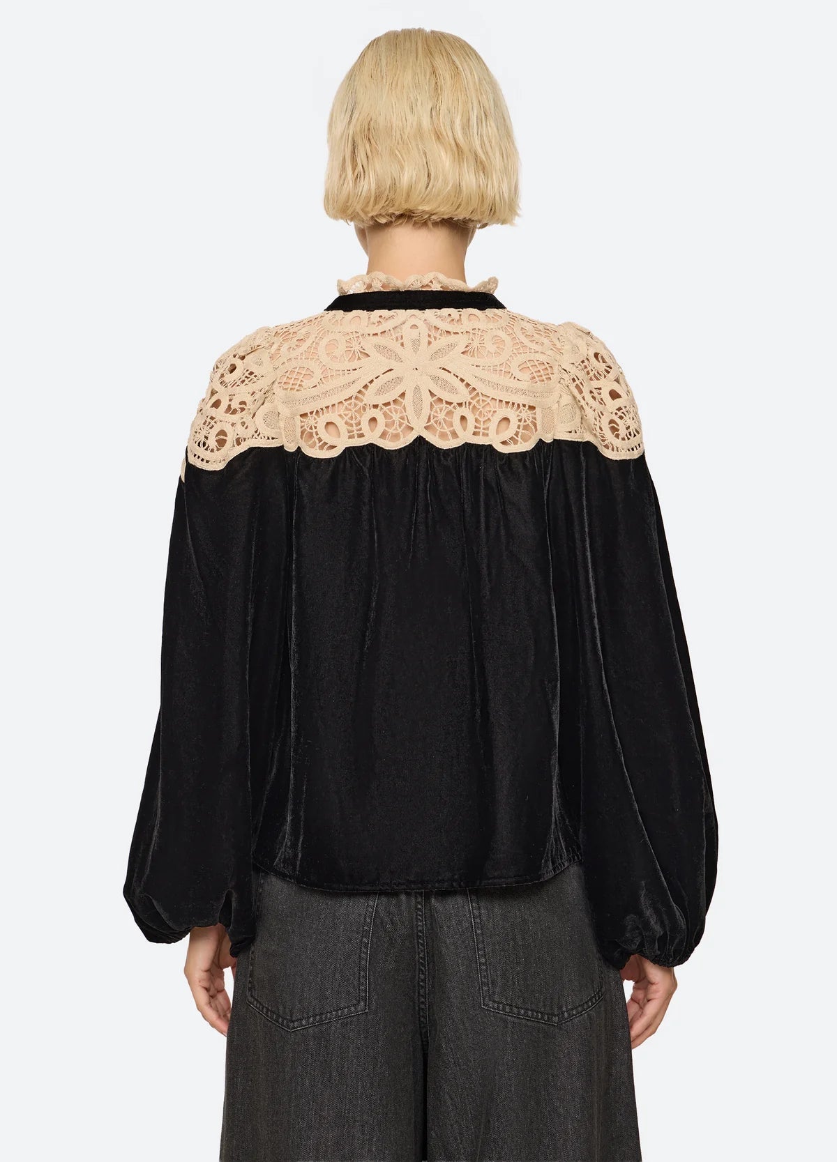 Sea New York Shiloh Embroidered Top in Black