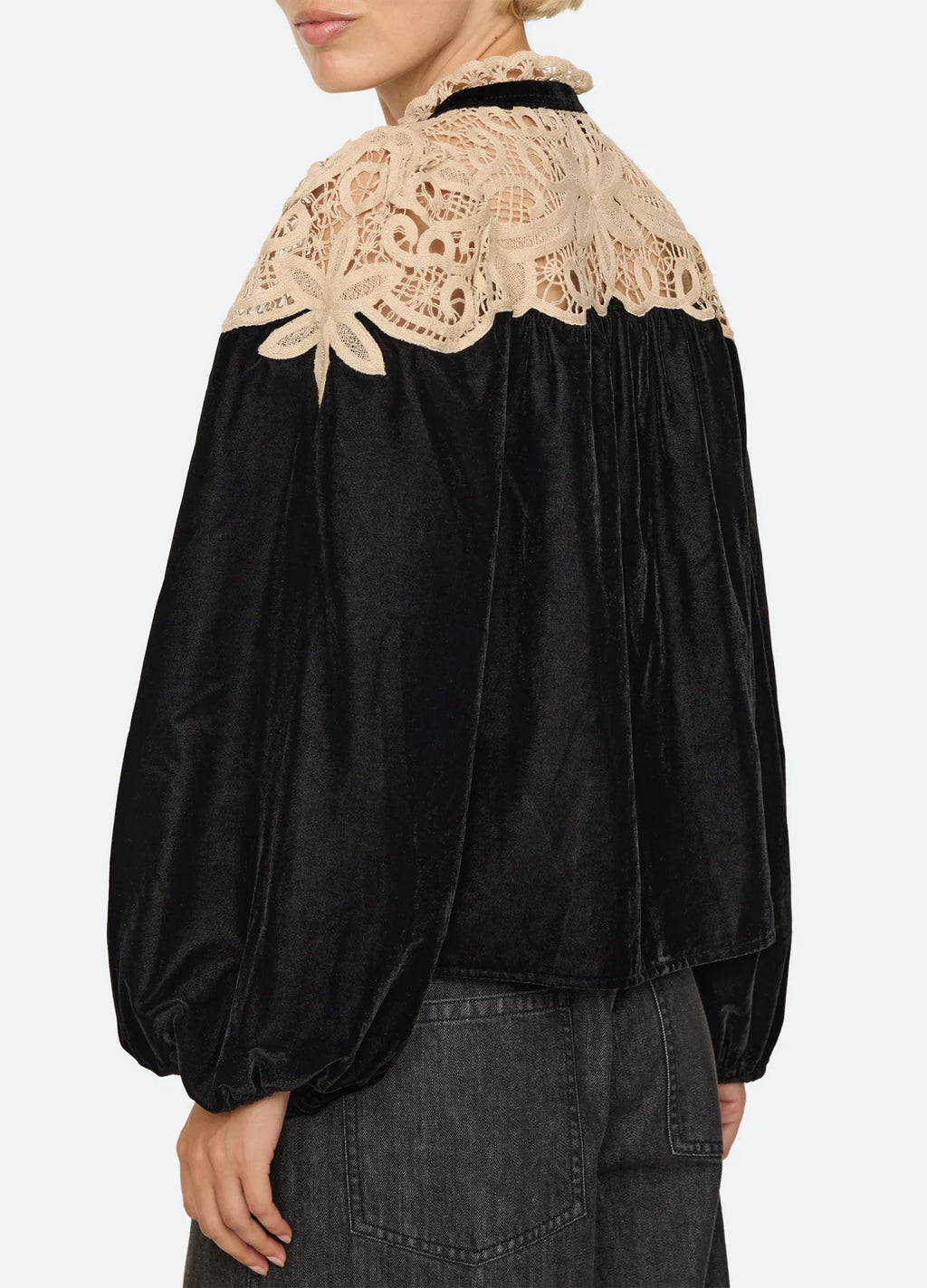 Sea New York Shiloh Embroidered Top in Black