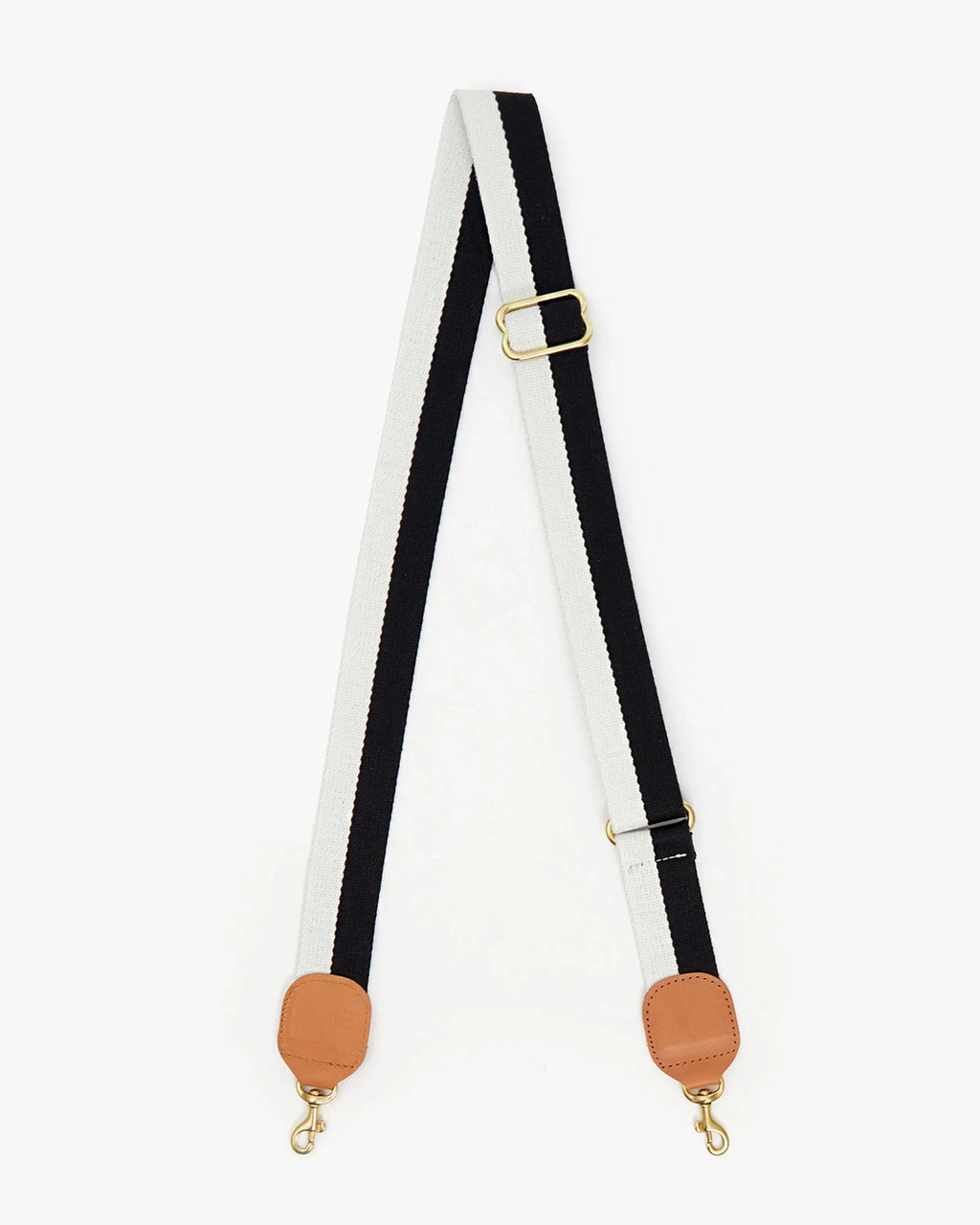 Clare V. Adjustable Crossbody Strap Two Tone Webbing in Black/Cream