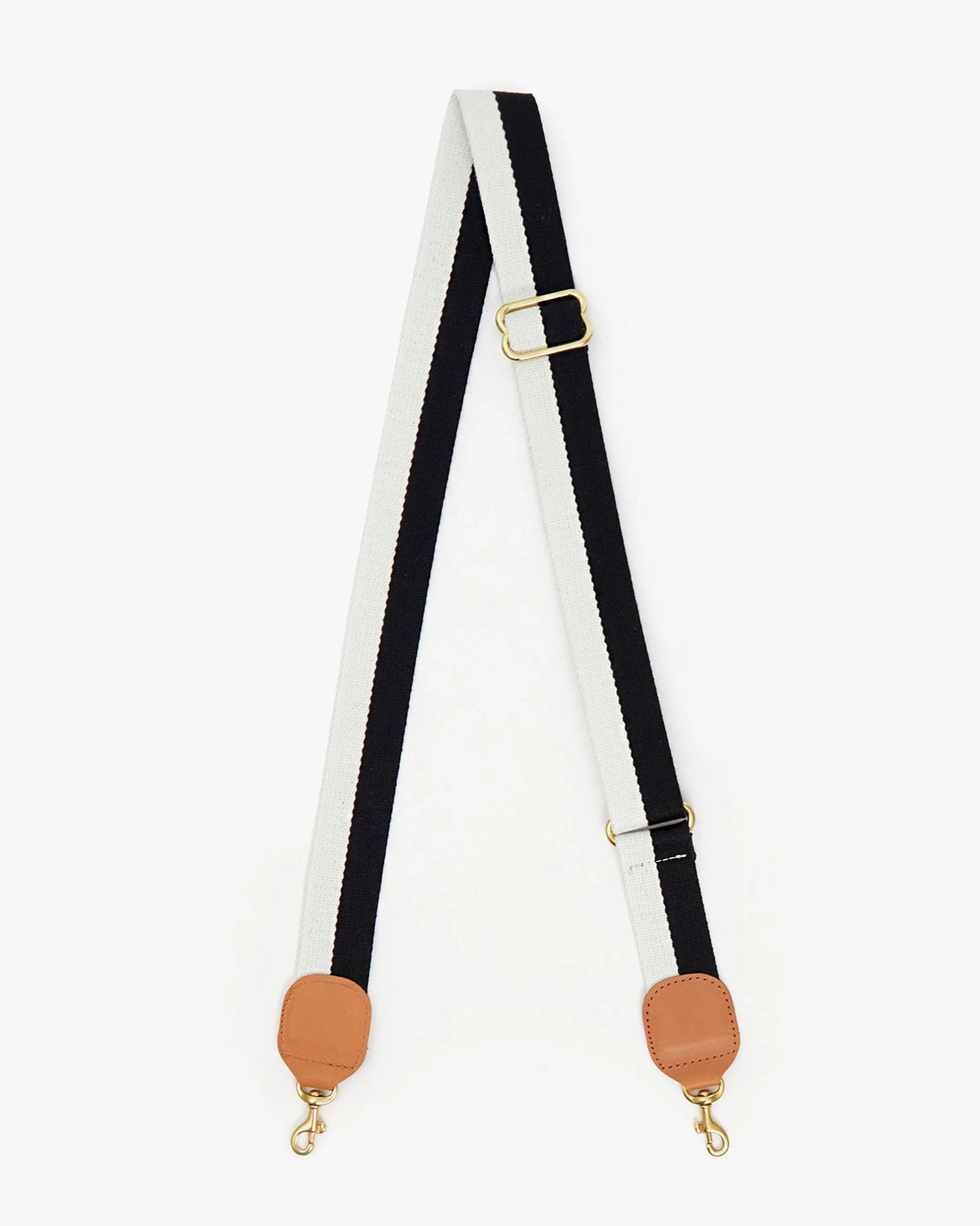 Clare V. Adjustable Crossbody Strap Two Tone Webbing in Black/Cream