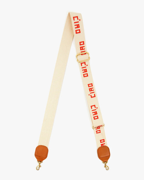 Clare V. Adjustable Crossbody Strap in Natural/Poppy