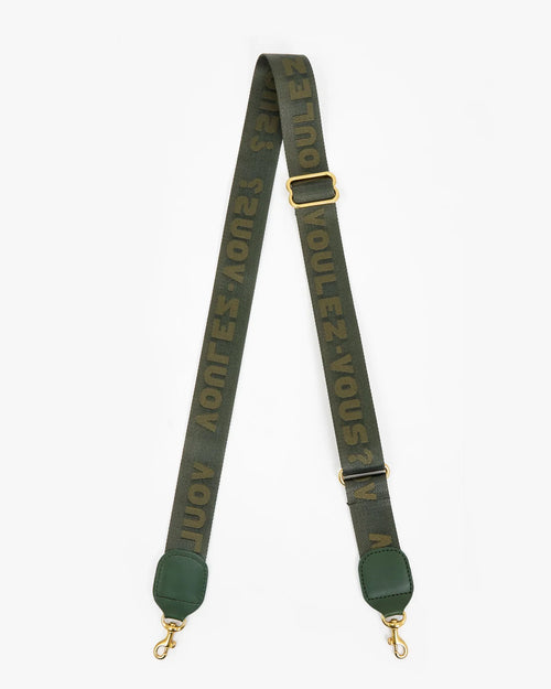 Clare V. Adjustable Crossbody Strap Voulez-Vous in Army