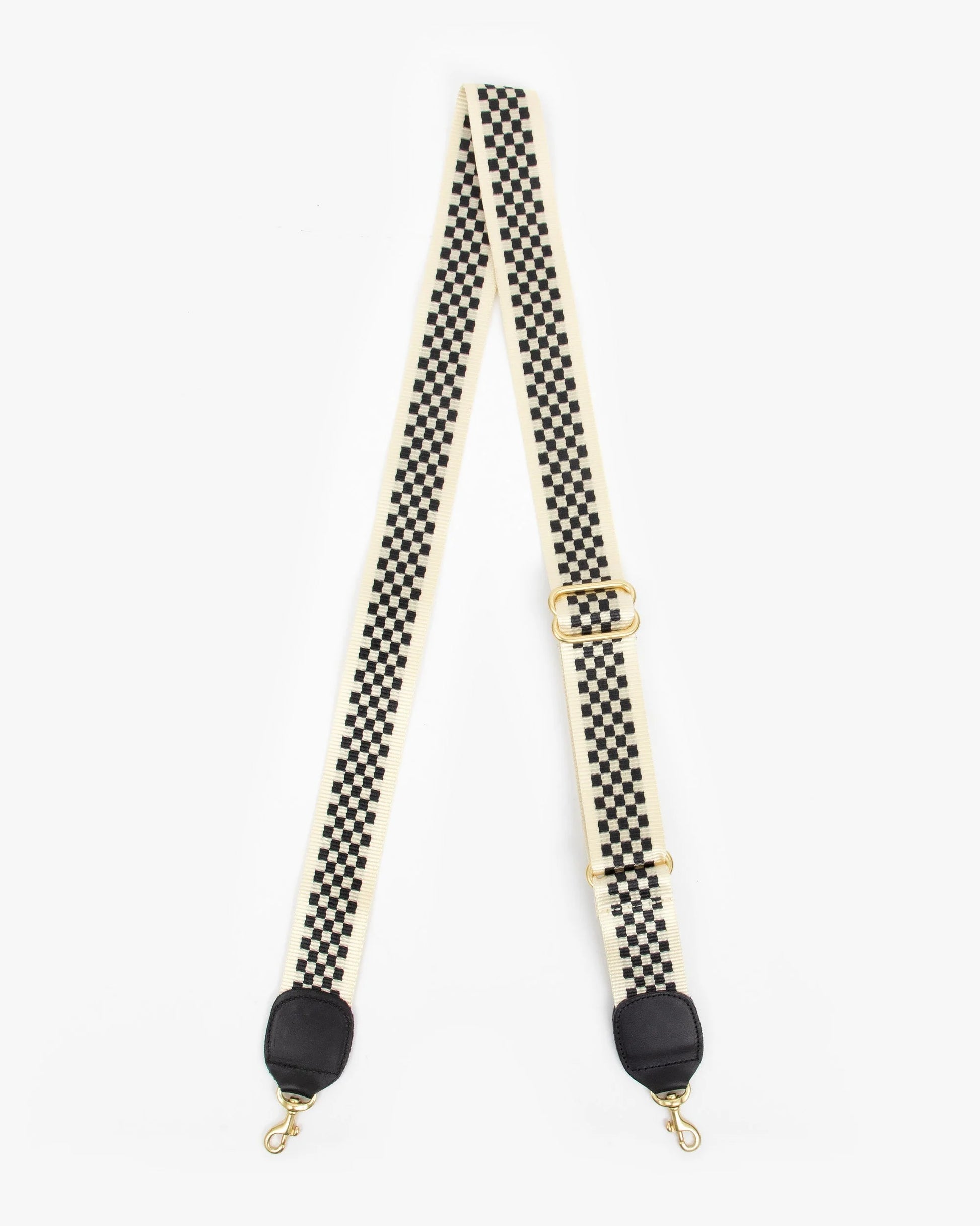Clare V. Adjustable Crossbody Strap Checkered in Black/Cream