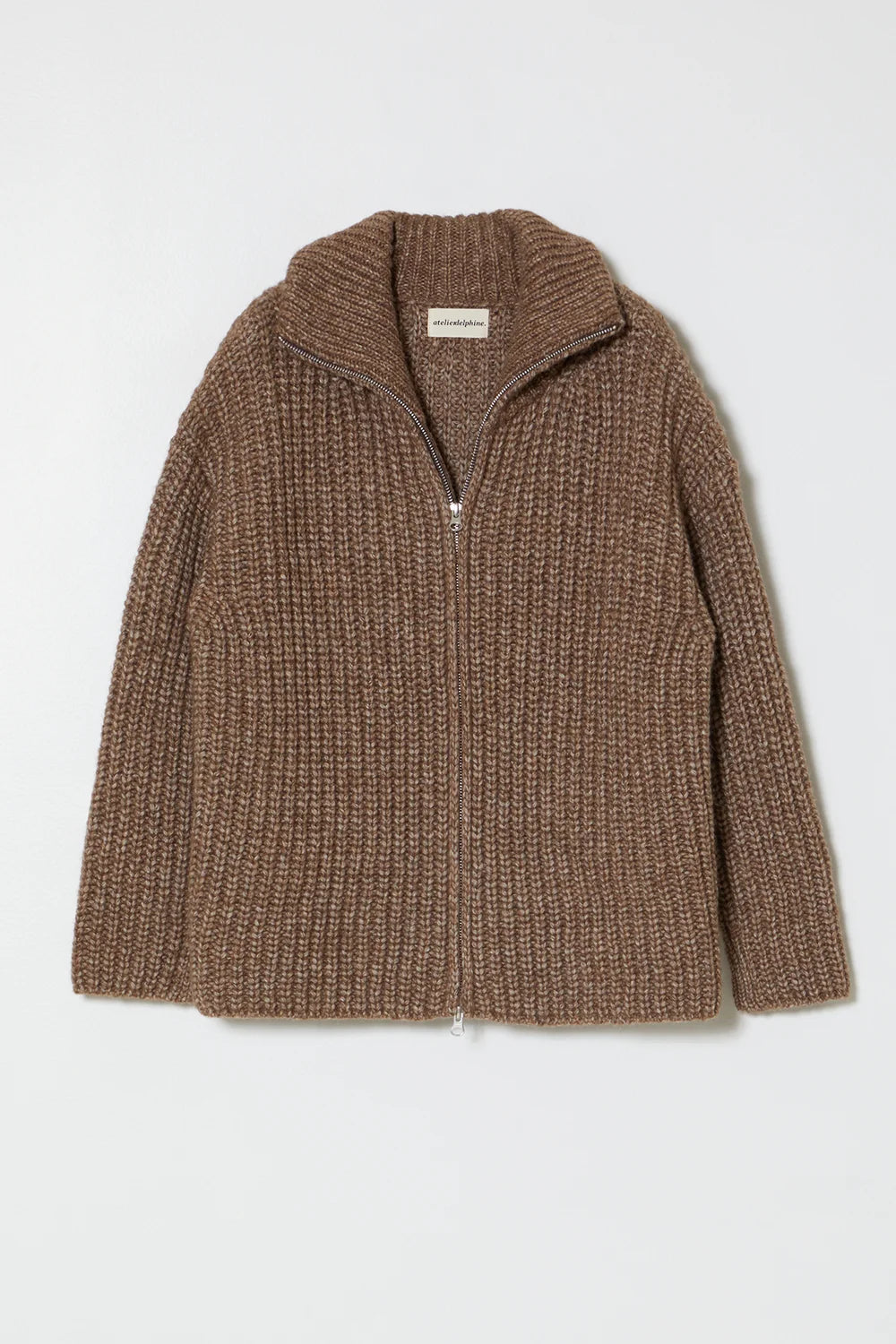 Atelier Delphine Zip-Up Cardigan in Brown