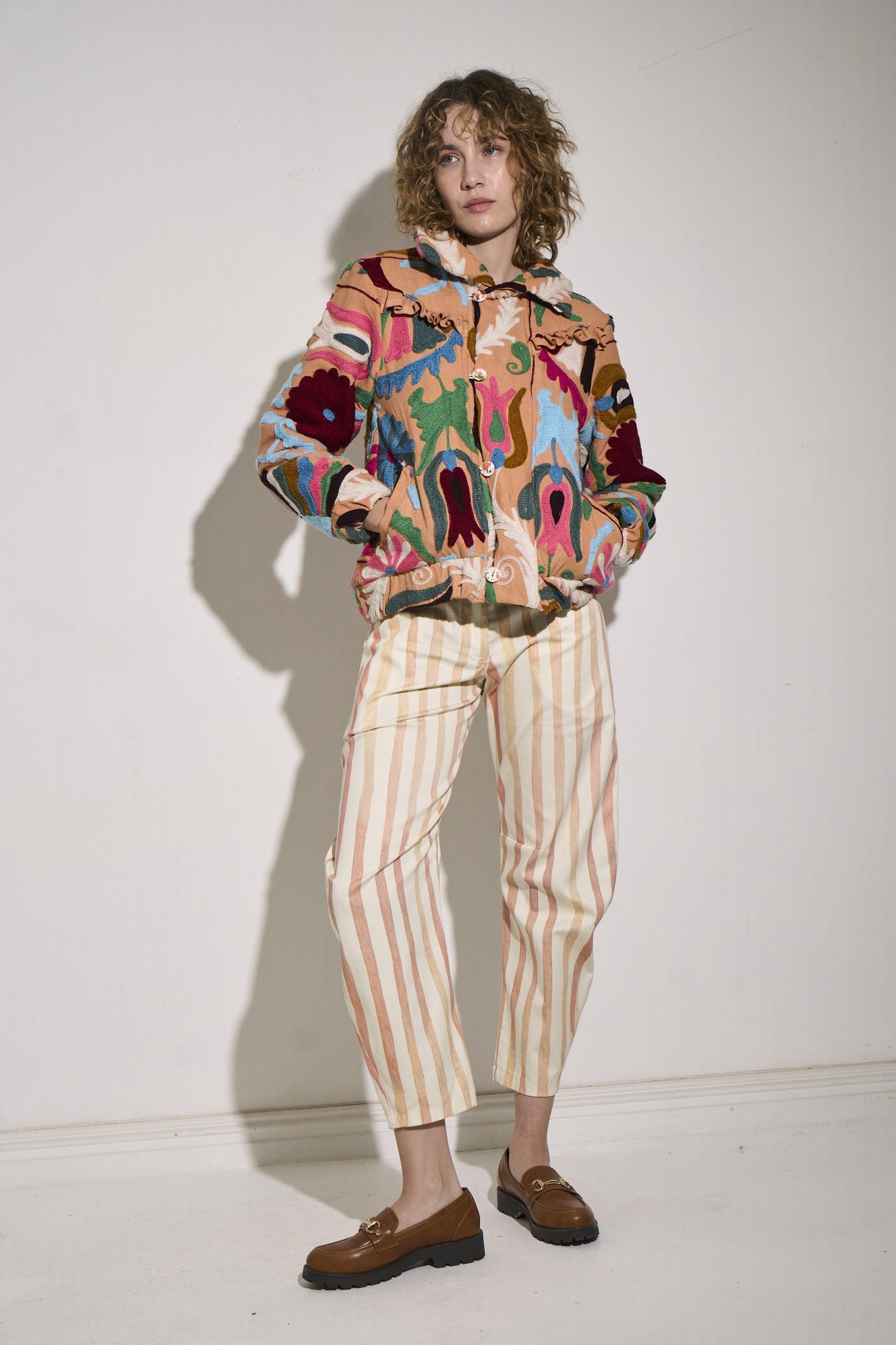 Asha Eleven Suzani Bomber Jacket Pink Woven