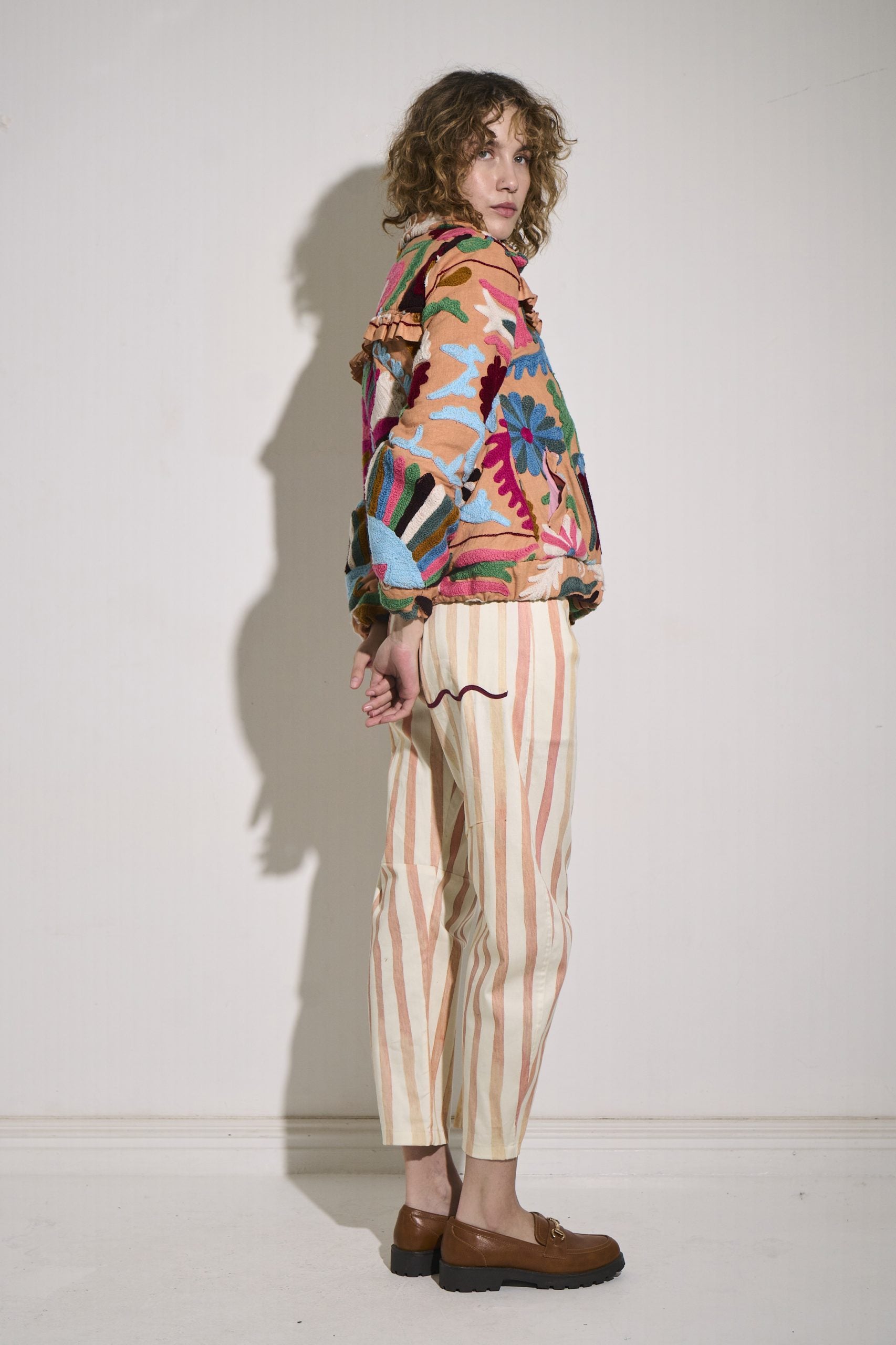 Asha Eleven Suzani Bomber Jacket Pink Woven