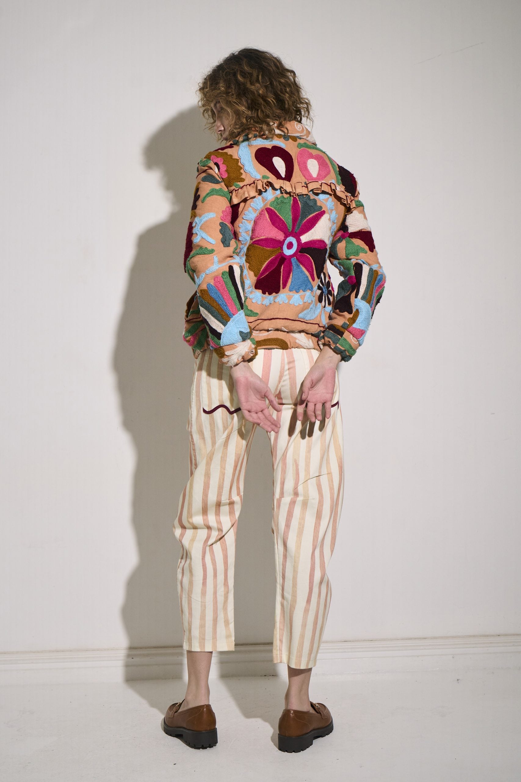 Asha Eleven Suzani Bomber Jacket Pink Woven