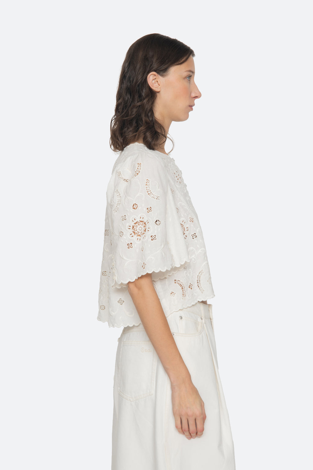 Sea New York Gardener Embroidery Top in White