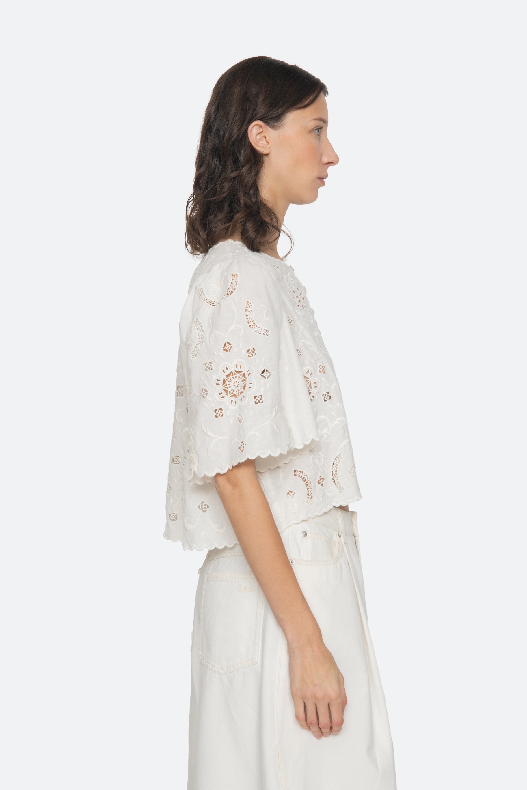 Sea New York Gardener Embroidery Top in White