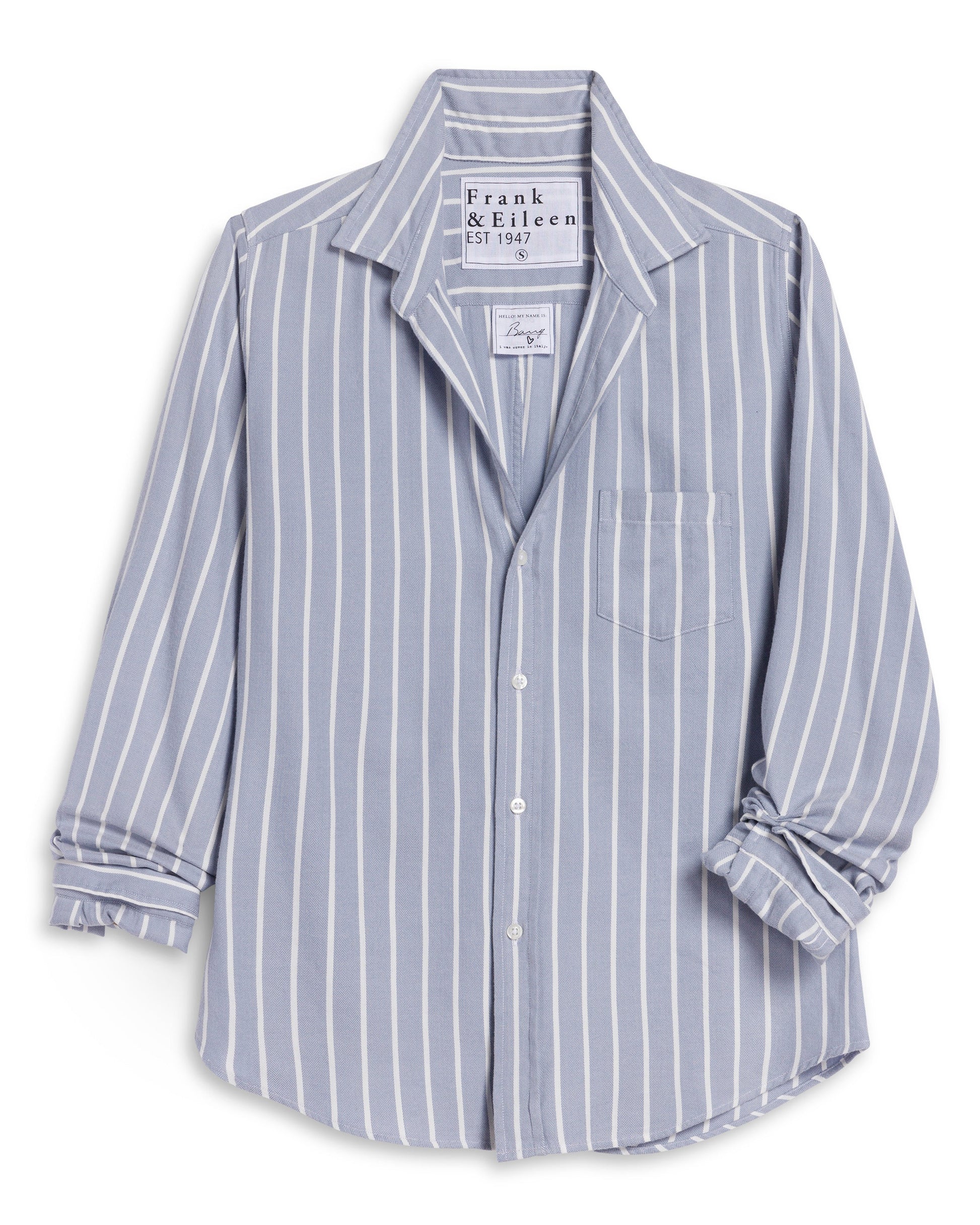 Frank & Eileen Barry Shirt in Wide Blue Stripes