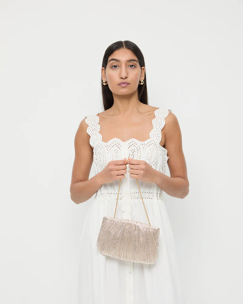 Loeffler Randall Brit Champagne Flat Pleated Clutch