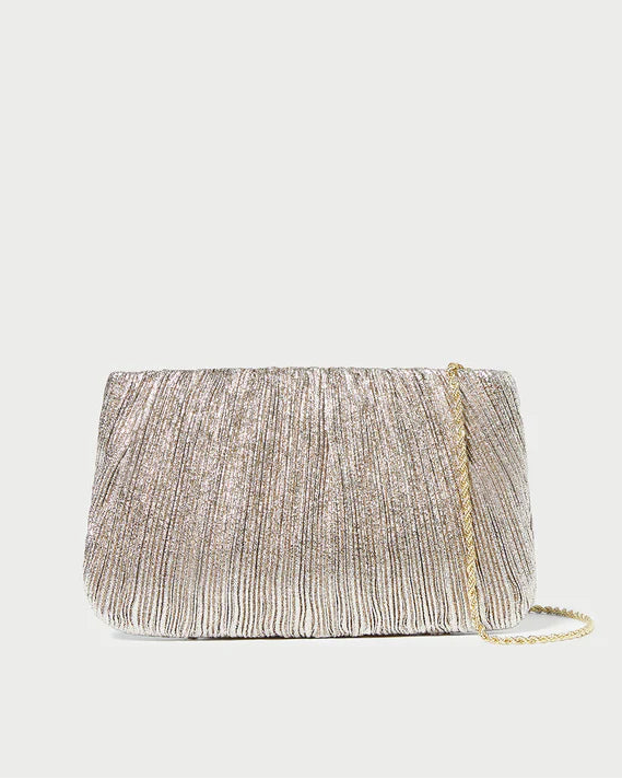 Loeffler Randall Brit Champagne Flat Pleated Clutch