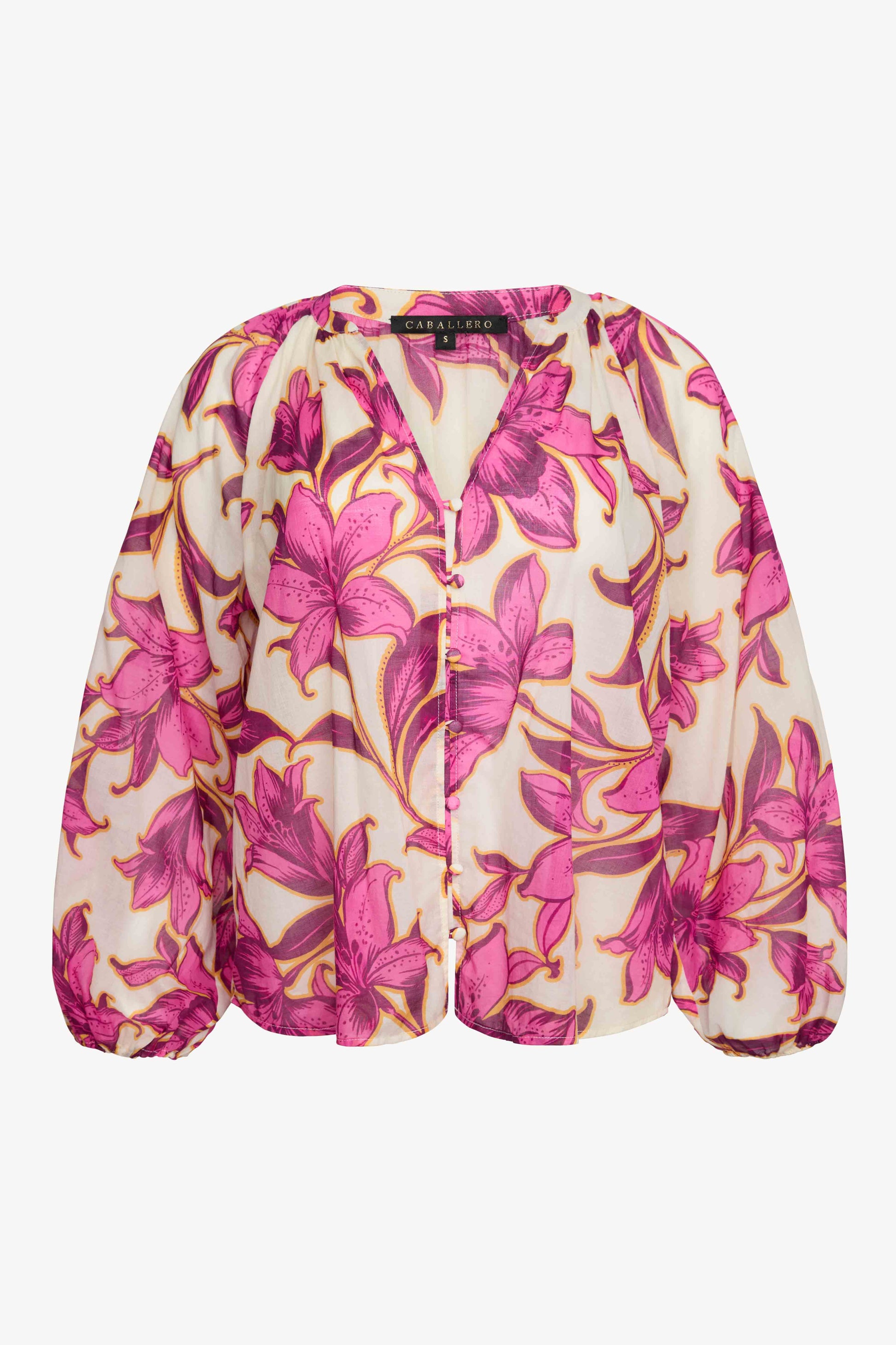 Caballero Ariana Long Sleeves Top in Fuchsia Floret
