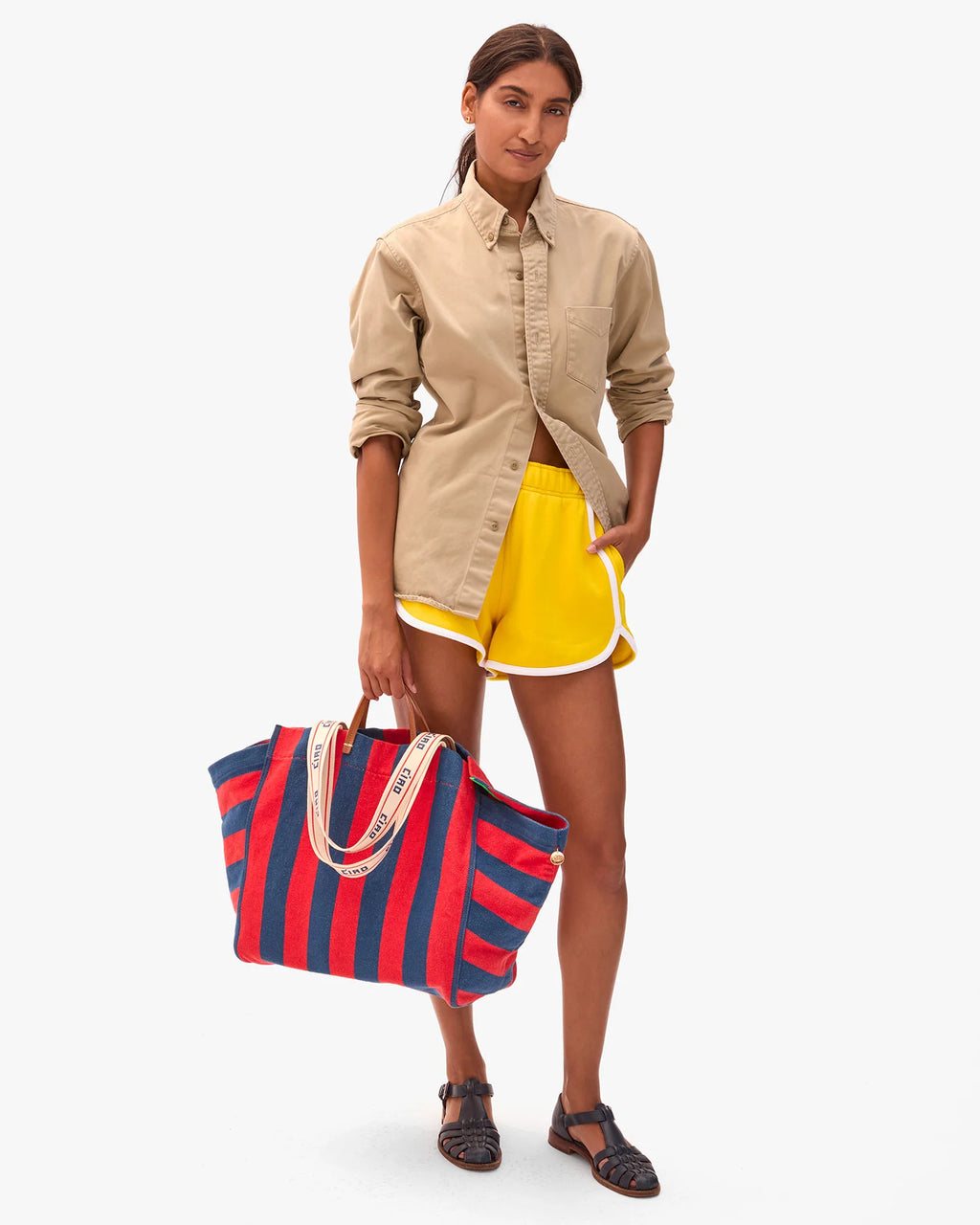 Clare V. La Côte Tote in Poppy/French Blue