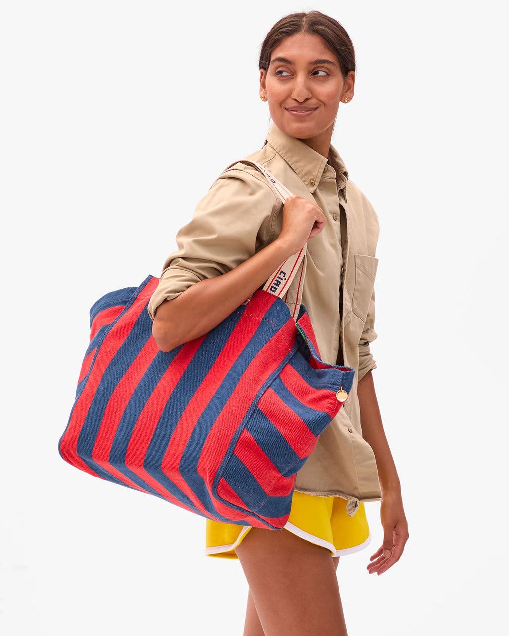Clare V. La Côte Tote in Poppy/French Blue