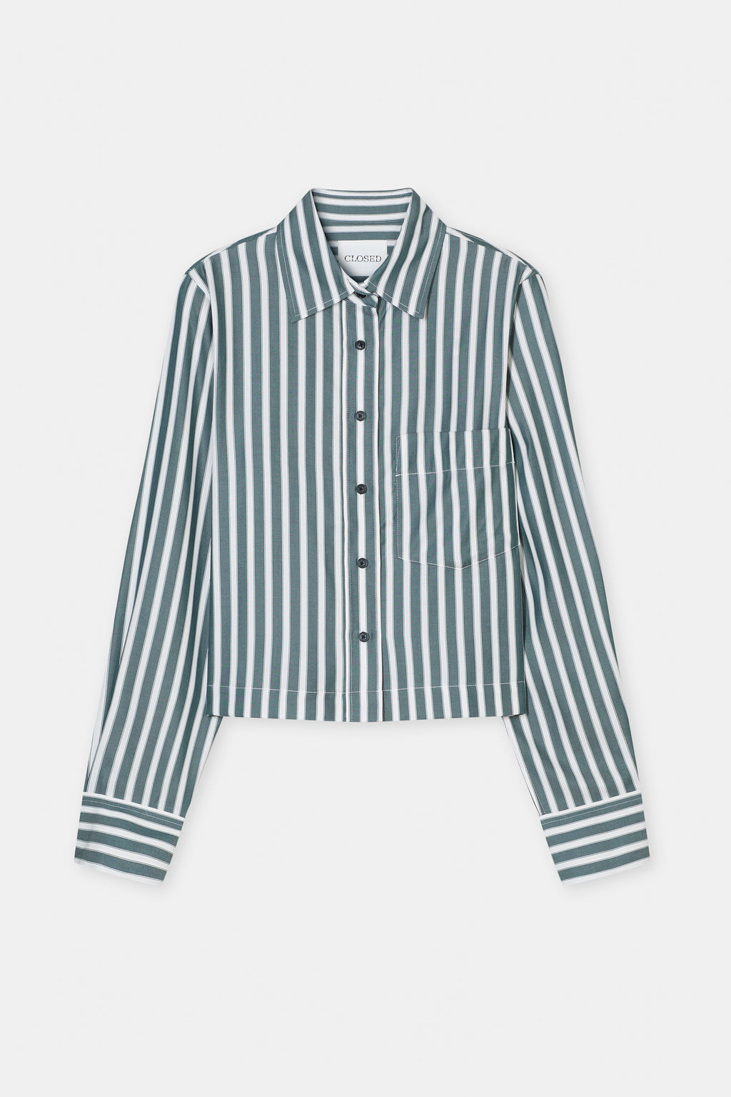 Closed Cropped Classic Shirt in Royal Green