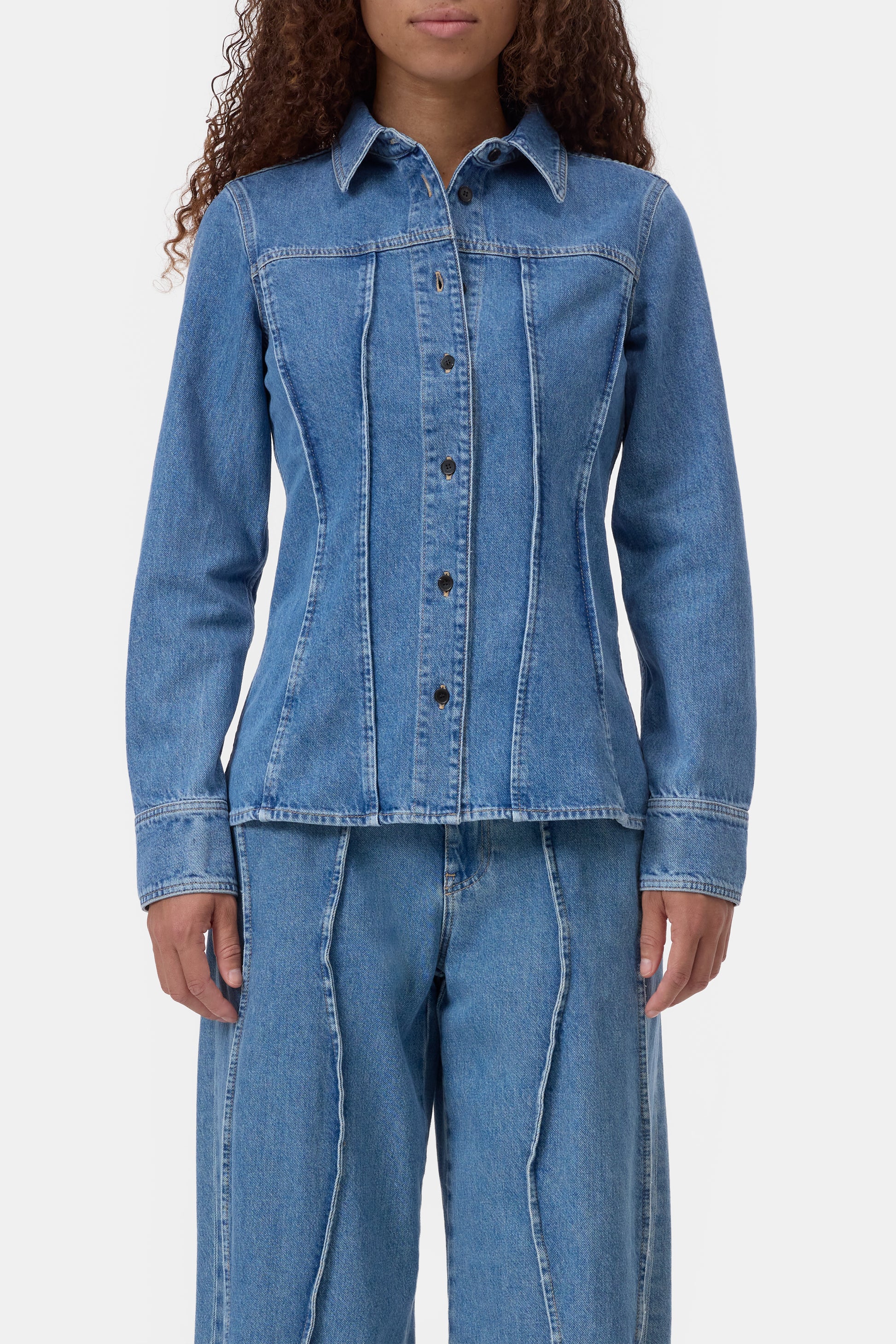 Closed Organic Seaming Shirt in Mid Blue