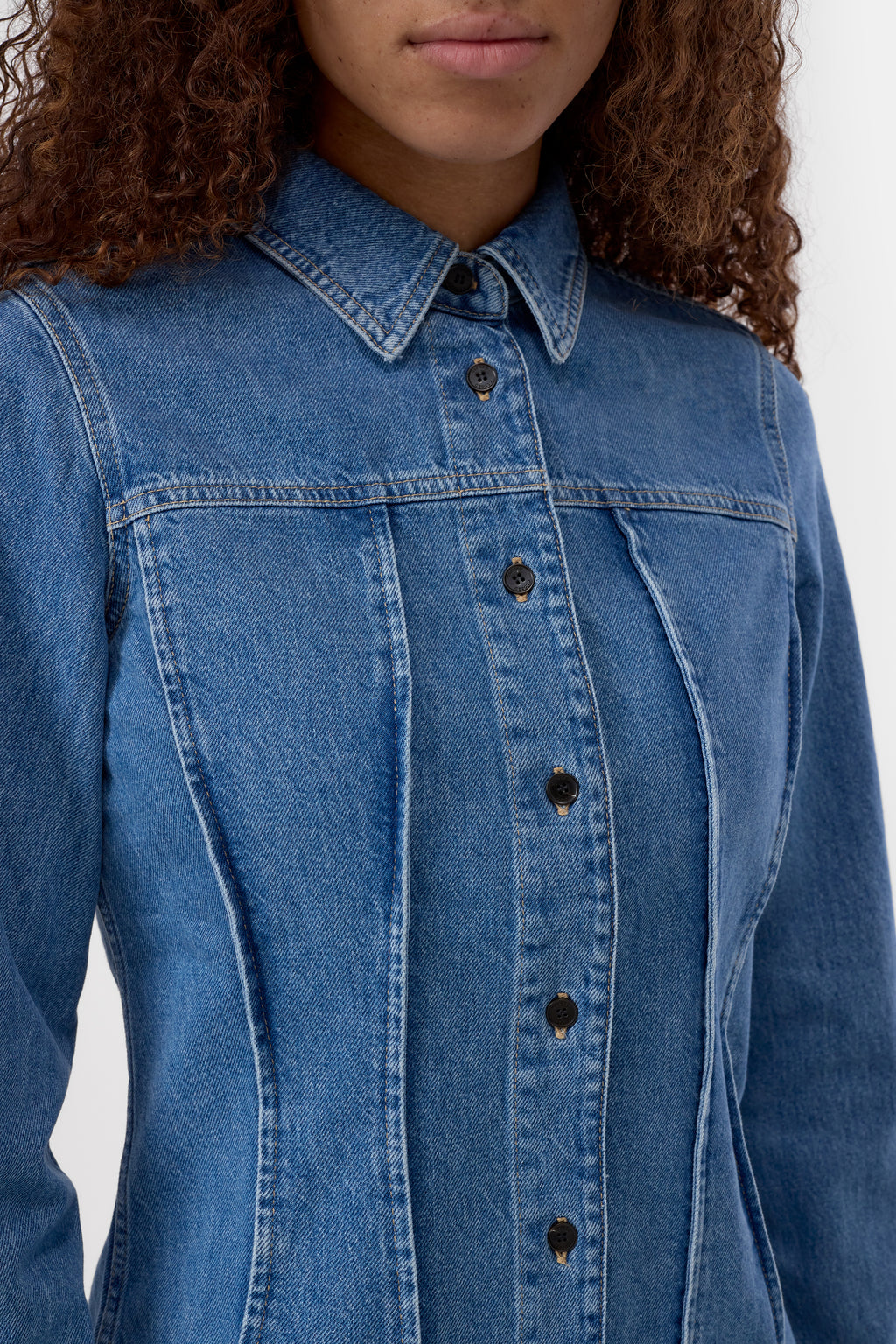 Closed Organic Seaming Shirt in Mid Blue