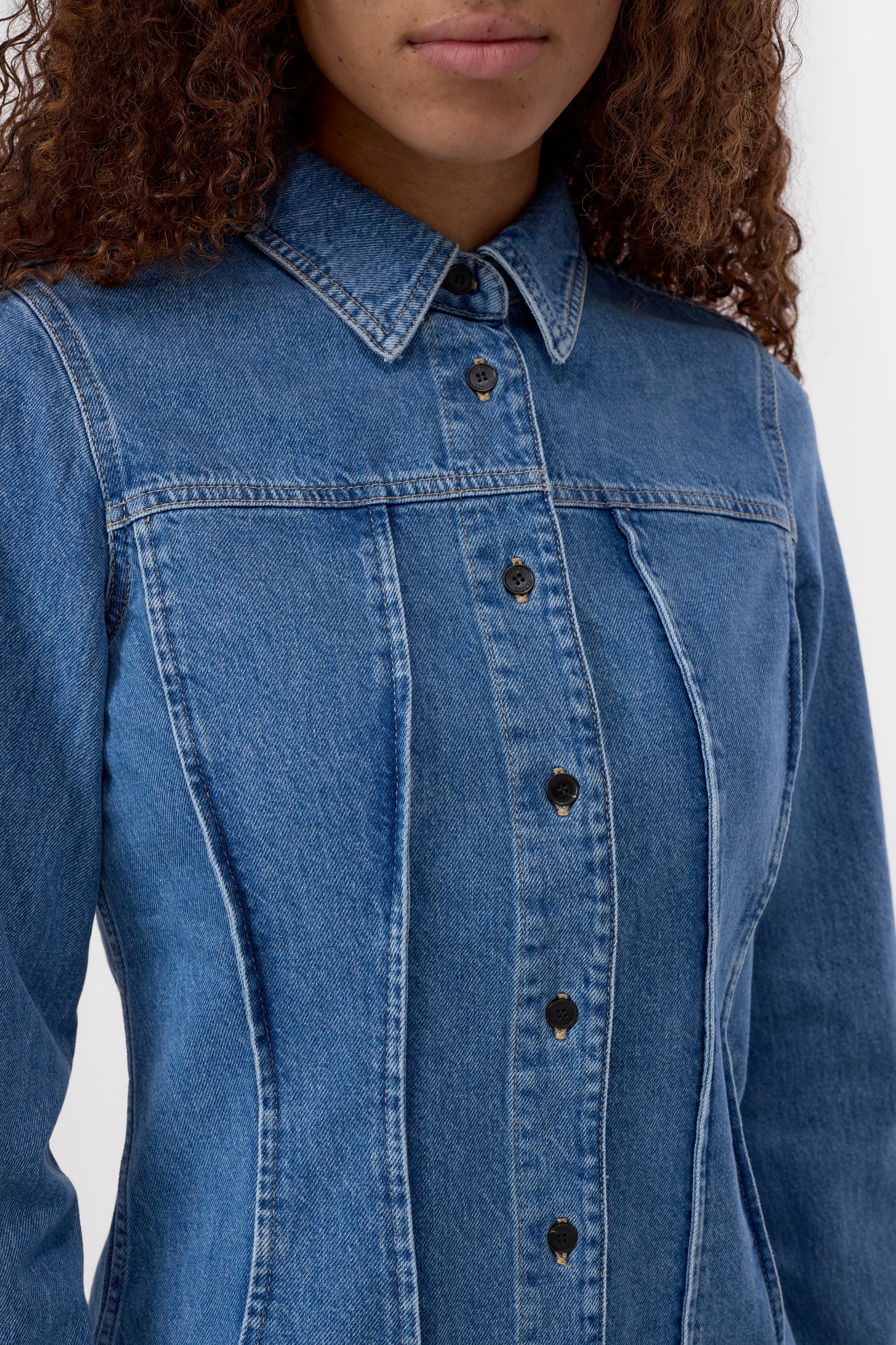 Closed Organic Seaming Shirt in Mid Blue