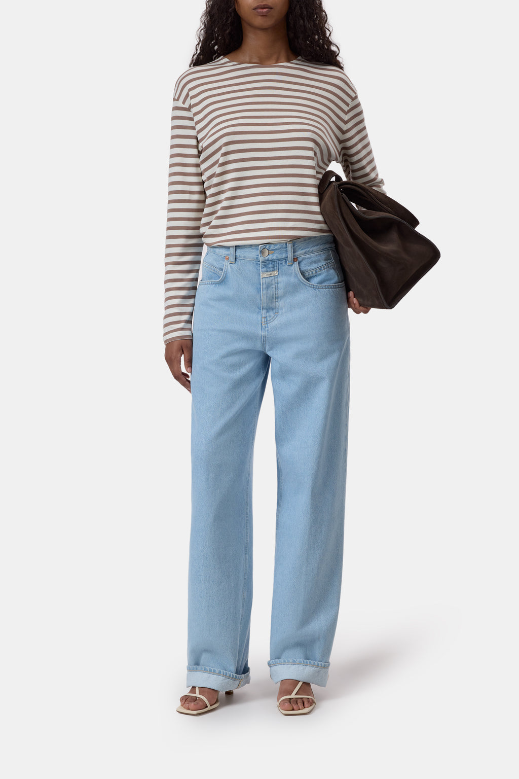 Closed Striped Longsleeve in Hazel Beige