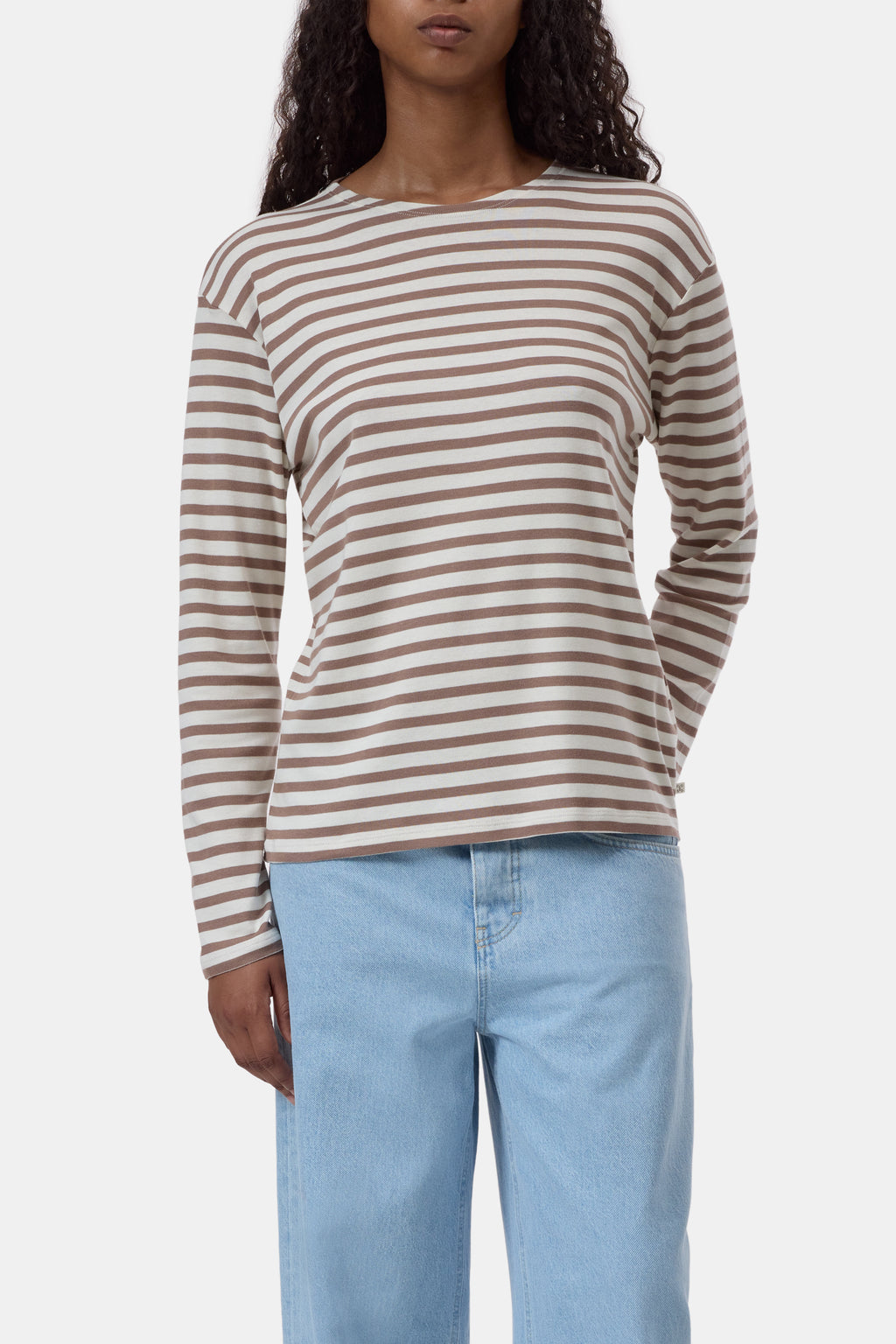 Closed Striped Longsleeve in Hazel Beige