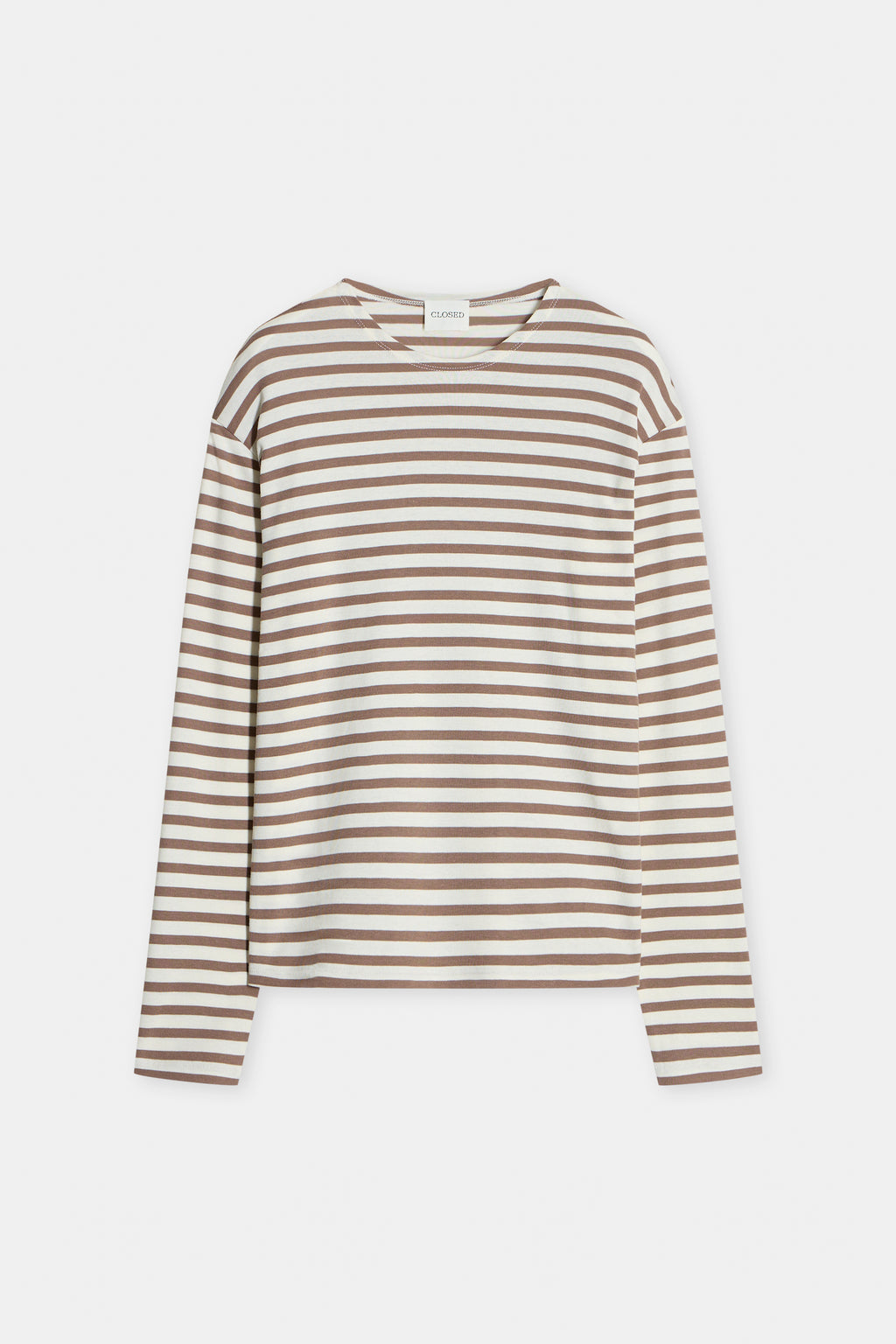 Closed Striped Longsleeve in Hazel Beige