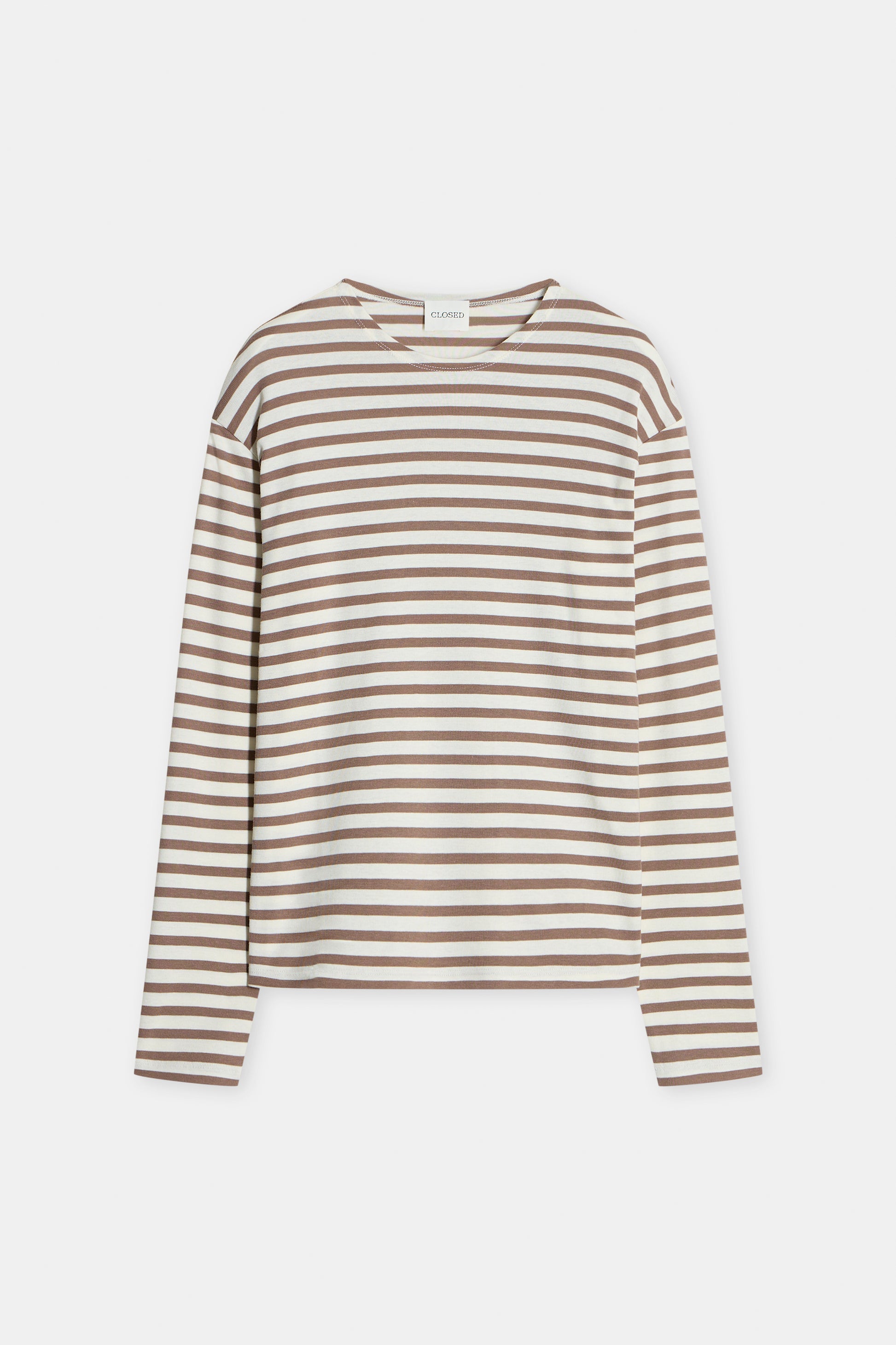 Closed Striped Longsleeve in Hazel Beige