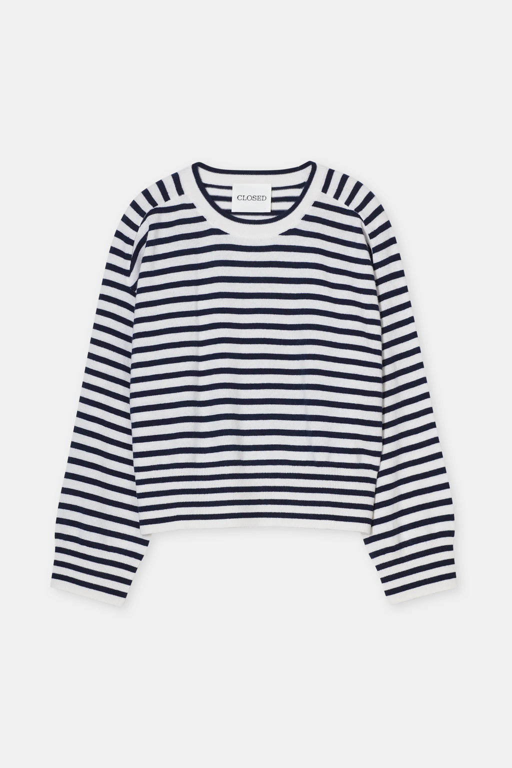 Closed Striped Crew Neck Long Sleeve in Ivory