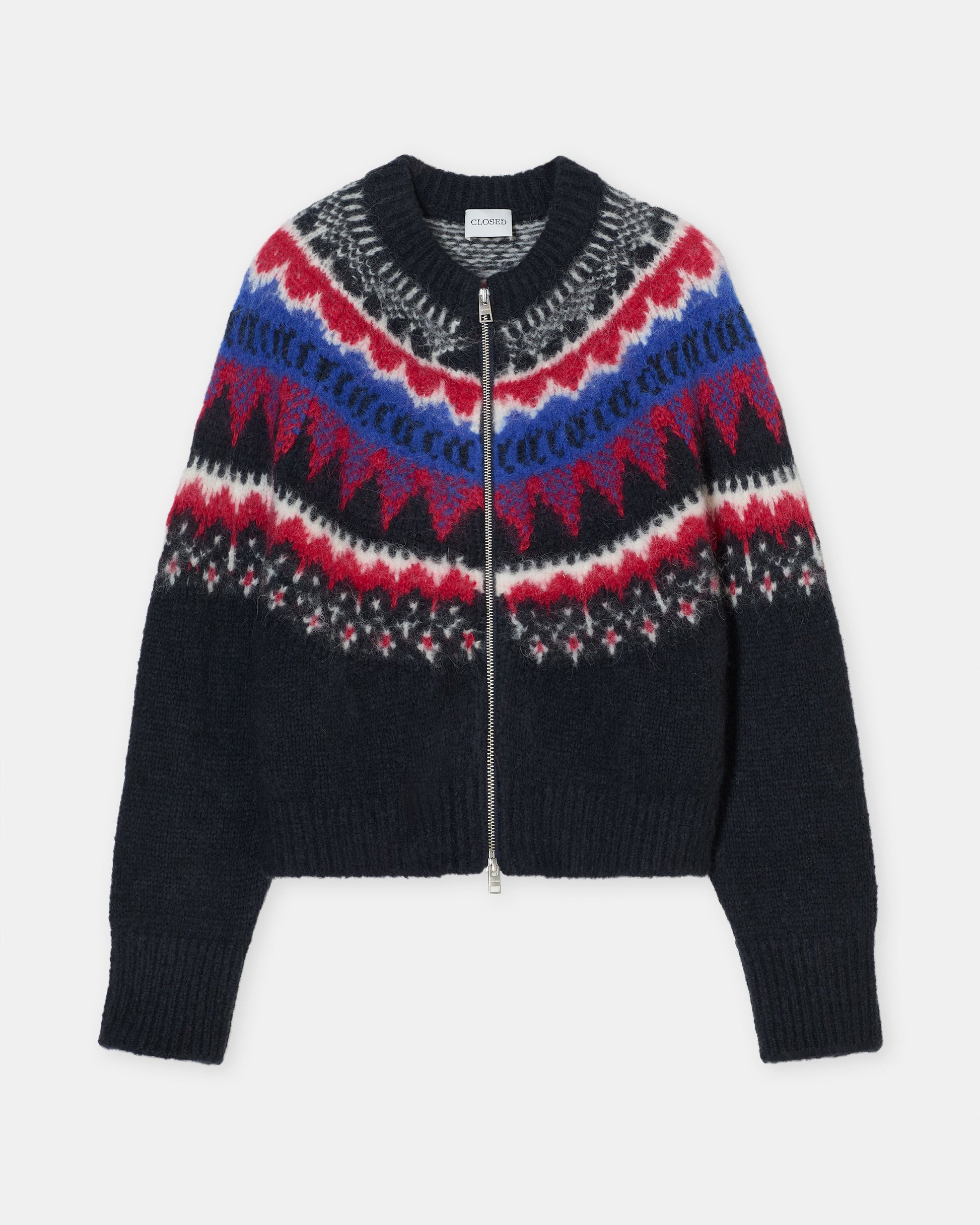 Closed Cropped Zip Cardigan in Cosmic Grey