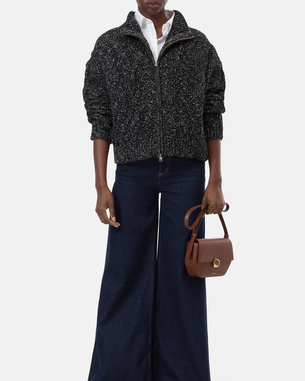 Closed Troyer Zip Cardigan in Dark Grey Melange